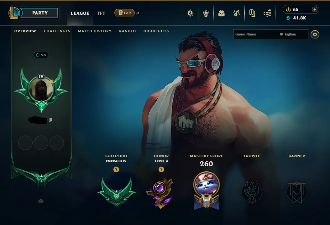 ⚡【 EUW 】 ∙ Emerald 🚀 Handleveled ✨ Level 92 🔥 Peak Diamond 3 ⭐ 41K BE 🔷32 Skins🔷21 Chromas🔷90 Icons🔷90 Champions✅ Full Recovery Info