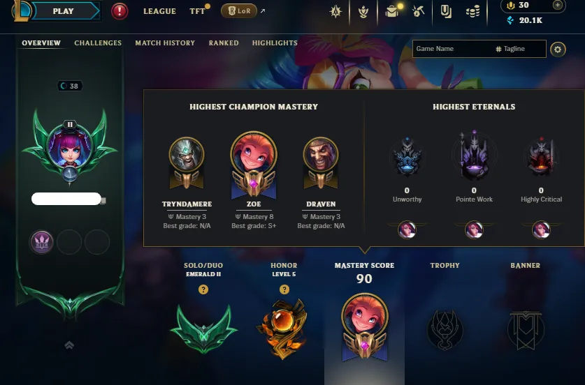 Diamond 3 MMR🔥Emerald 2 13LP 62%WR +30/-10LP Gains🔓Unverified Email✅Lifetime Ownership Guarantee✔️Recovery info included