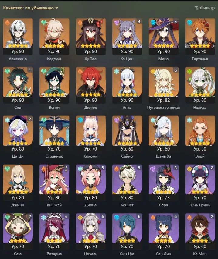 GI1079 Hu Tao + signature, Harlequin + signature, Tartaglia + signature, Lumine AR58 with 3800 primogems and linked email, plus Honkai Impact 3rd attached (G)