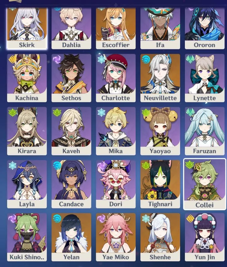 GI1081 13 legendary, 35 epic characters with R1 Skirk, R1 Ganyu, C1 Yelan, C1 Jean, high constellations on Barbara, Xingqiu, Yanfei, Rosaria, Ningguang, Xiangling and many supports (G)