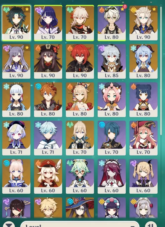 GI1096 Raiden, Ganyu, Xiao C1, Hu Tao, Kazuha, Albedo, Ayaka, Tartaglia, Yoimia, Kokomi, Klee + many 5 star weapons boosted AR57 (G)