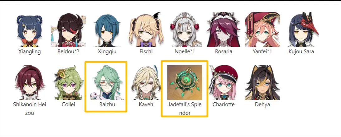 GI1273 Baizhu Jadefall Splendor Dehya Early Starter AR10 Many 4star Supports Europe Lumine Main (G)