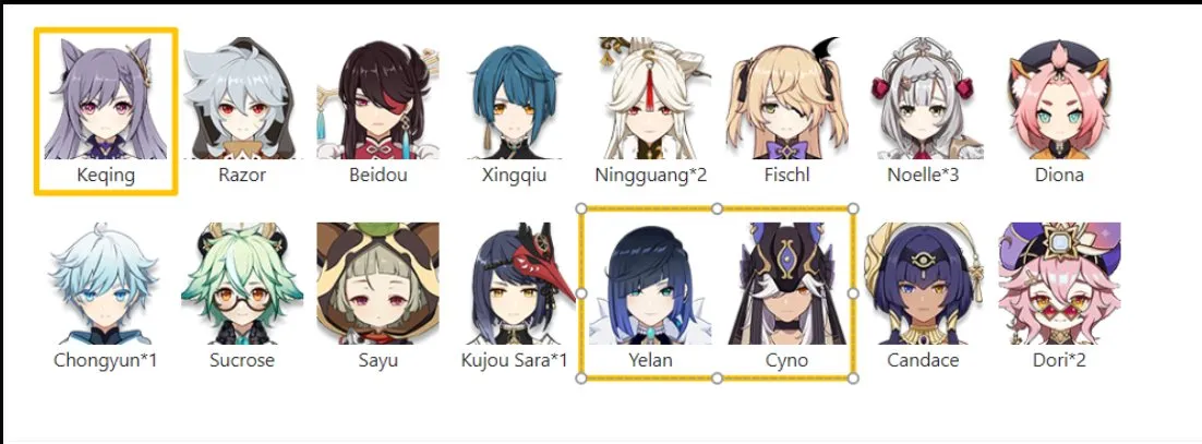 GI1275 Yelan Cyno Keqing Starter AR10 Many 4star Supports Europe Iter Main (G)