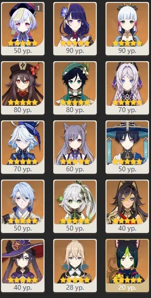 GI1297 Hu Tao Raiden Wanderer Nahida Furina Ayato Wolf Gravestone 15 star leg strong supports high constellations resources AR56 Europe (G)