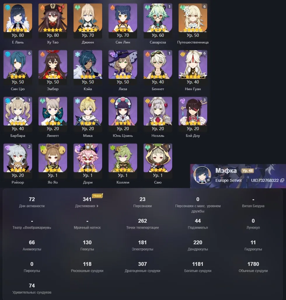 GI1547 Hu Tao + Staff of Homa R2, Ye Lan, Jean, Skyward Blade, Skyward Atlas, strong AR48 starter for spiral and overworld (G)