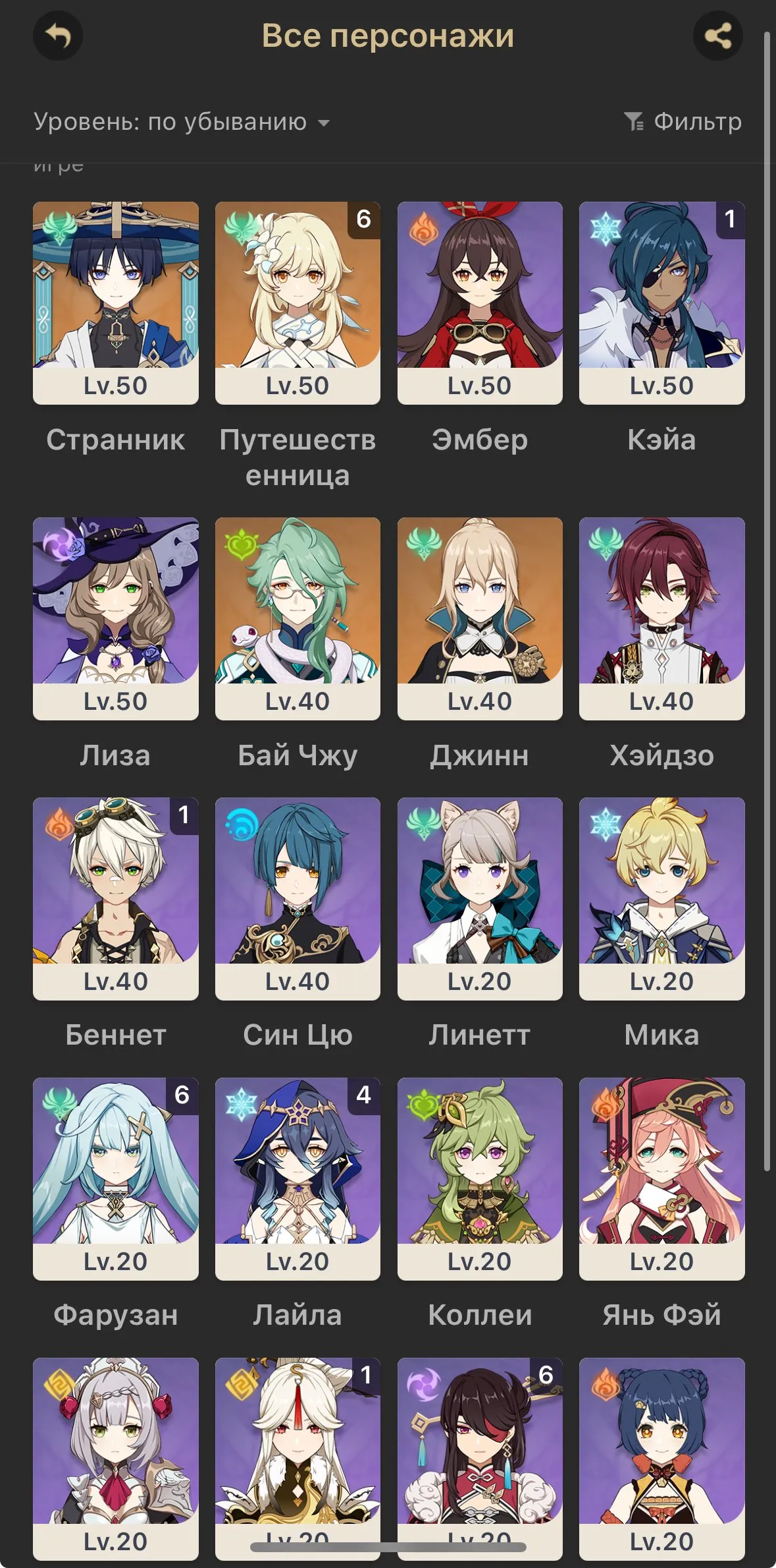 GI1604 Baizhu, Wanderer, Jean, strong 4star supports, high exploration AR47 Europe account (G)