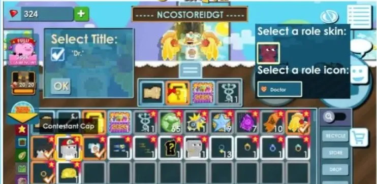 GW21 Dr Title + Anime Action Hair + Mercy Wings + One Ring + Max Surgery Role + Contestant Cap Rare Cosmetic (G)