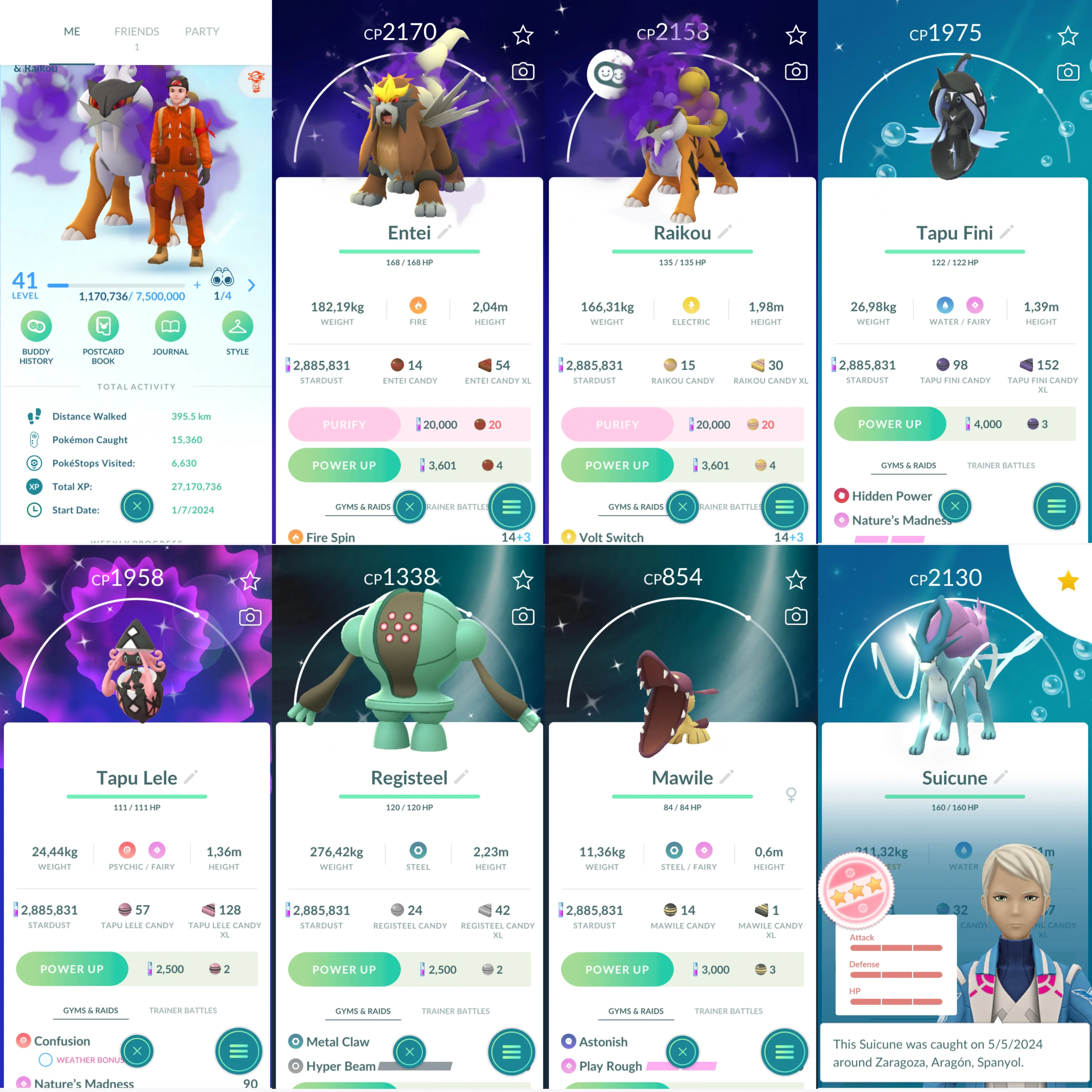 1111 LV41 Rare Candy211 Suicune100 Shiny: shadow Raikou, absol, Ponyta,litleo, shadow entei, slakoth, Caterpie