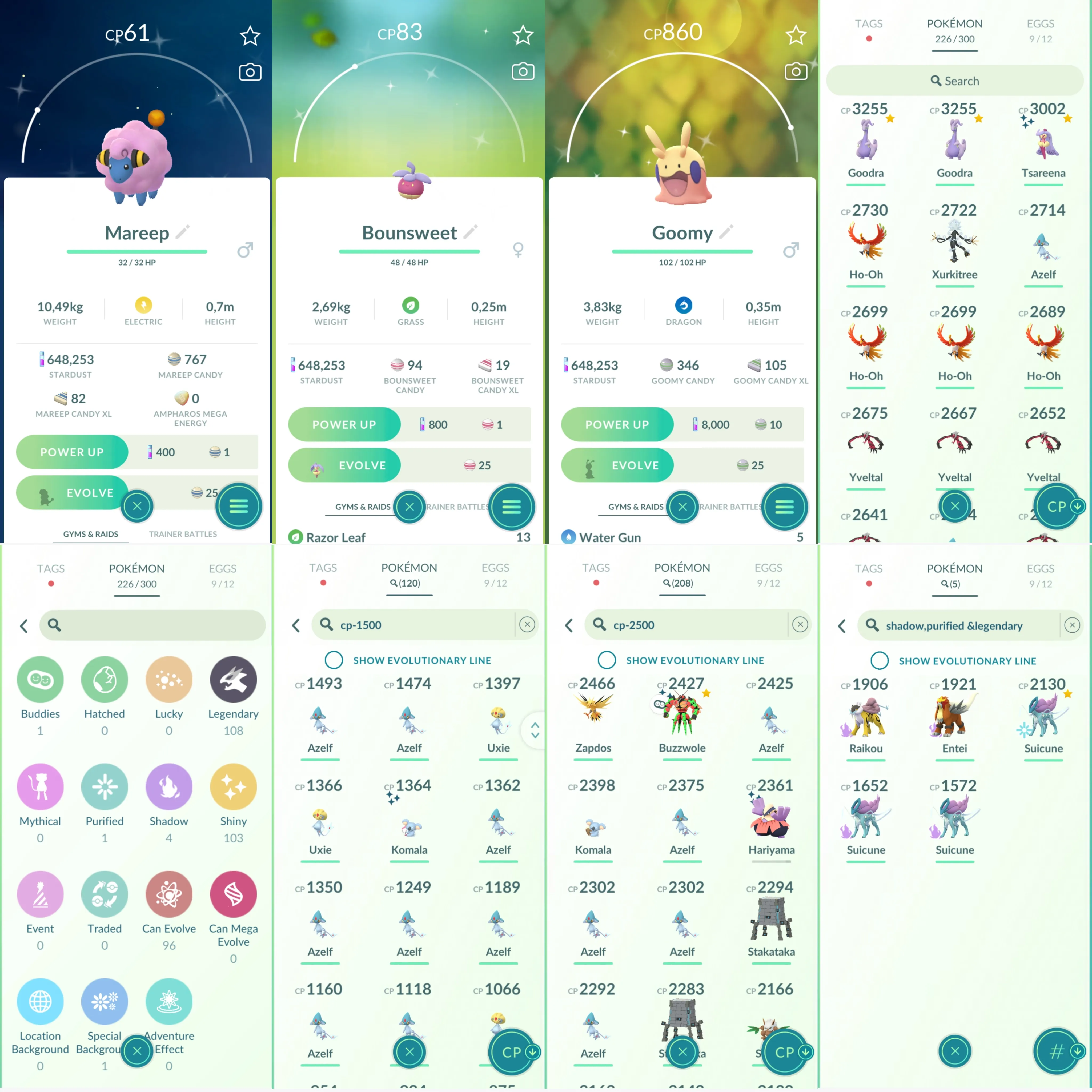 1138 LV40 Suicune100 Shundo Tsareena. Guzzlord special bg. Shiny: buzzwole, mesprit,slakoth, hariyama, goomy, mareep