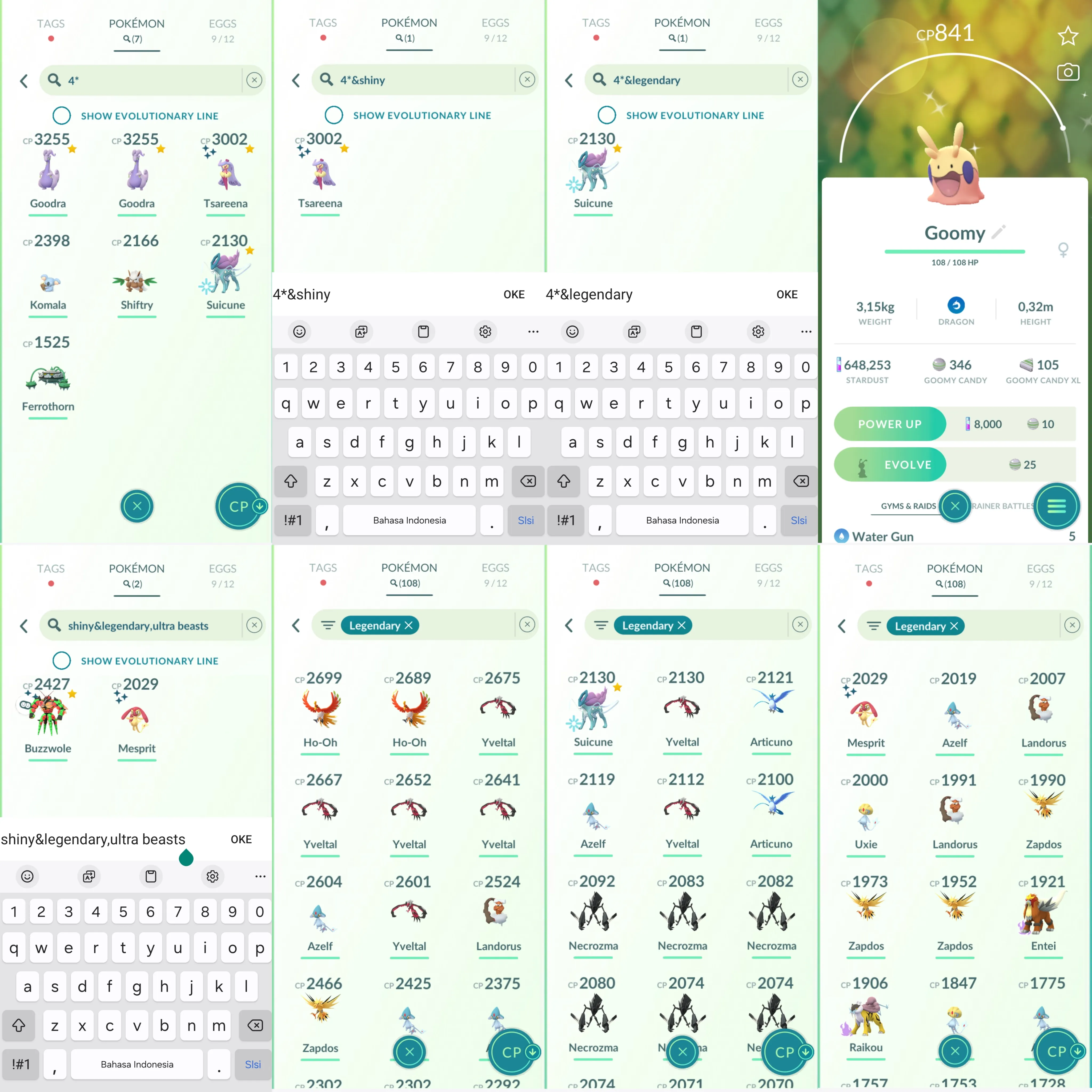 1138 LV40 Suicune100 Shundo Tsareena. Guzzlord special bg. Shiny: buzzwole, mesprit,slakoth, hariyama, goomy, mareep