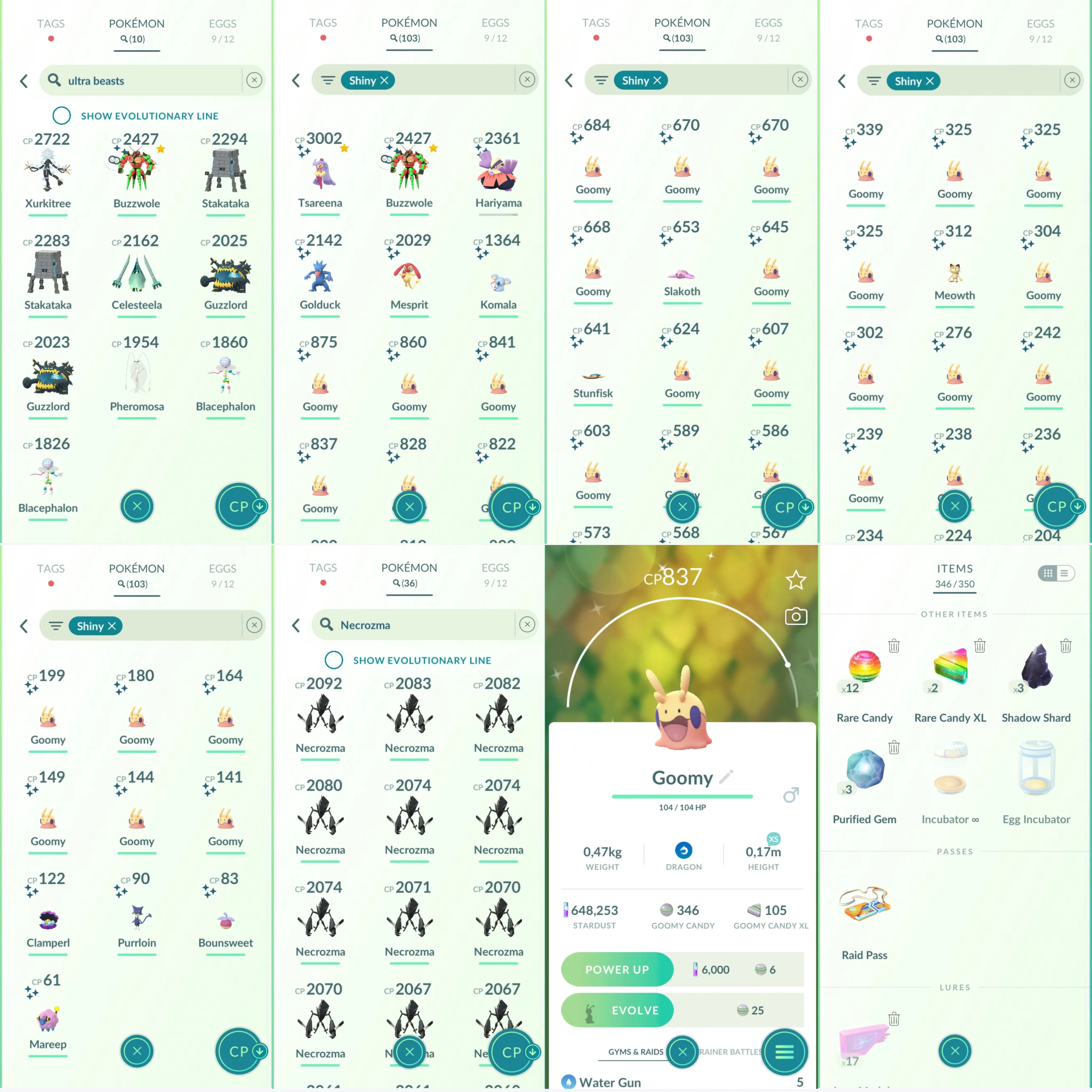 1138 LV40 Suicune100 Shundo Tsareena. Guzzlord special bg. Shiny: buzzwole, mesprit,slakoth, hariyama, goomy, mareep