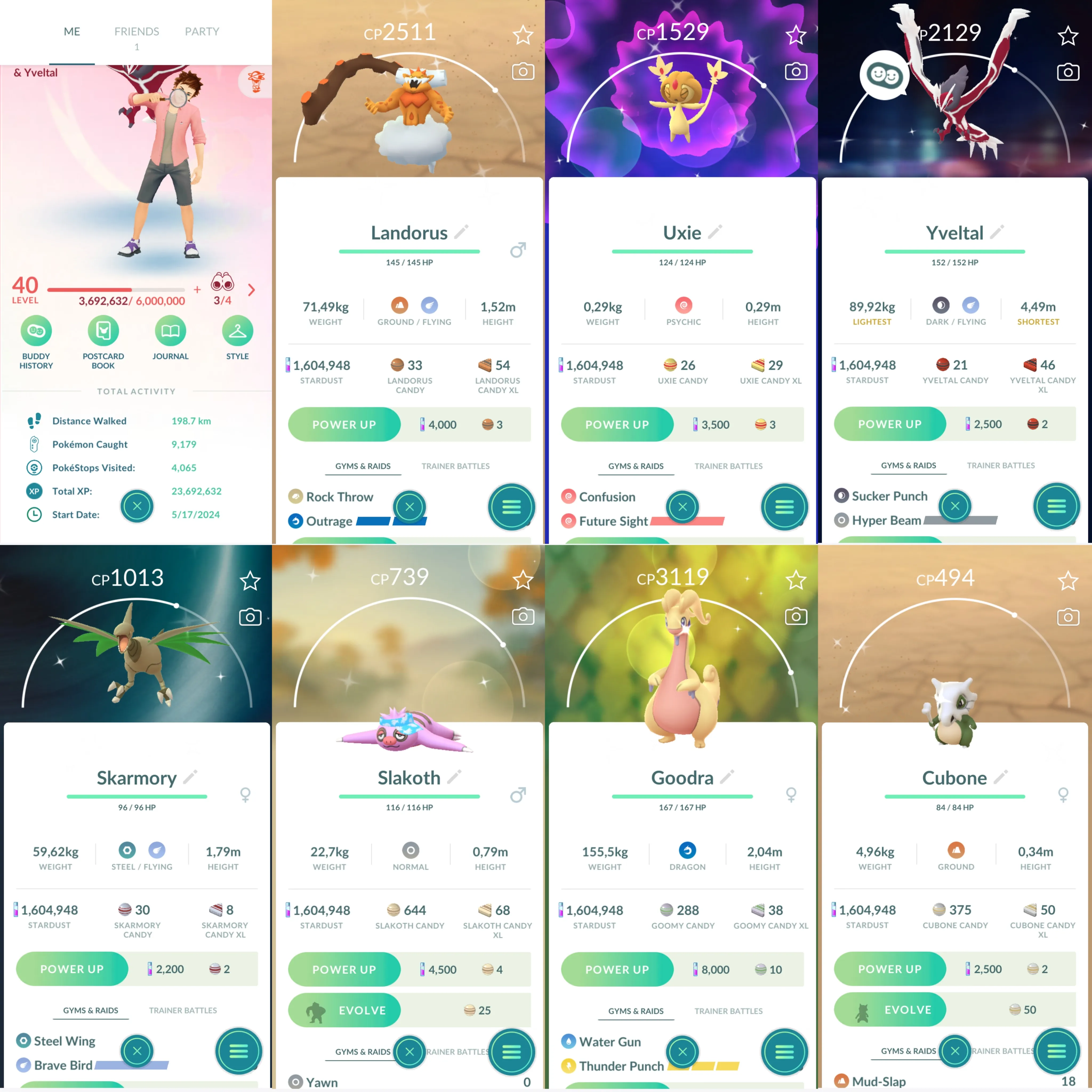 1180 LV40 Hundo: Fuecoco, Oranguru, Fennekin, Party Bulbasaur. Shiny: uxie. landorus. yveltal. skarmory. goomy.cyndaquil