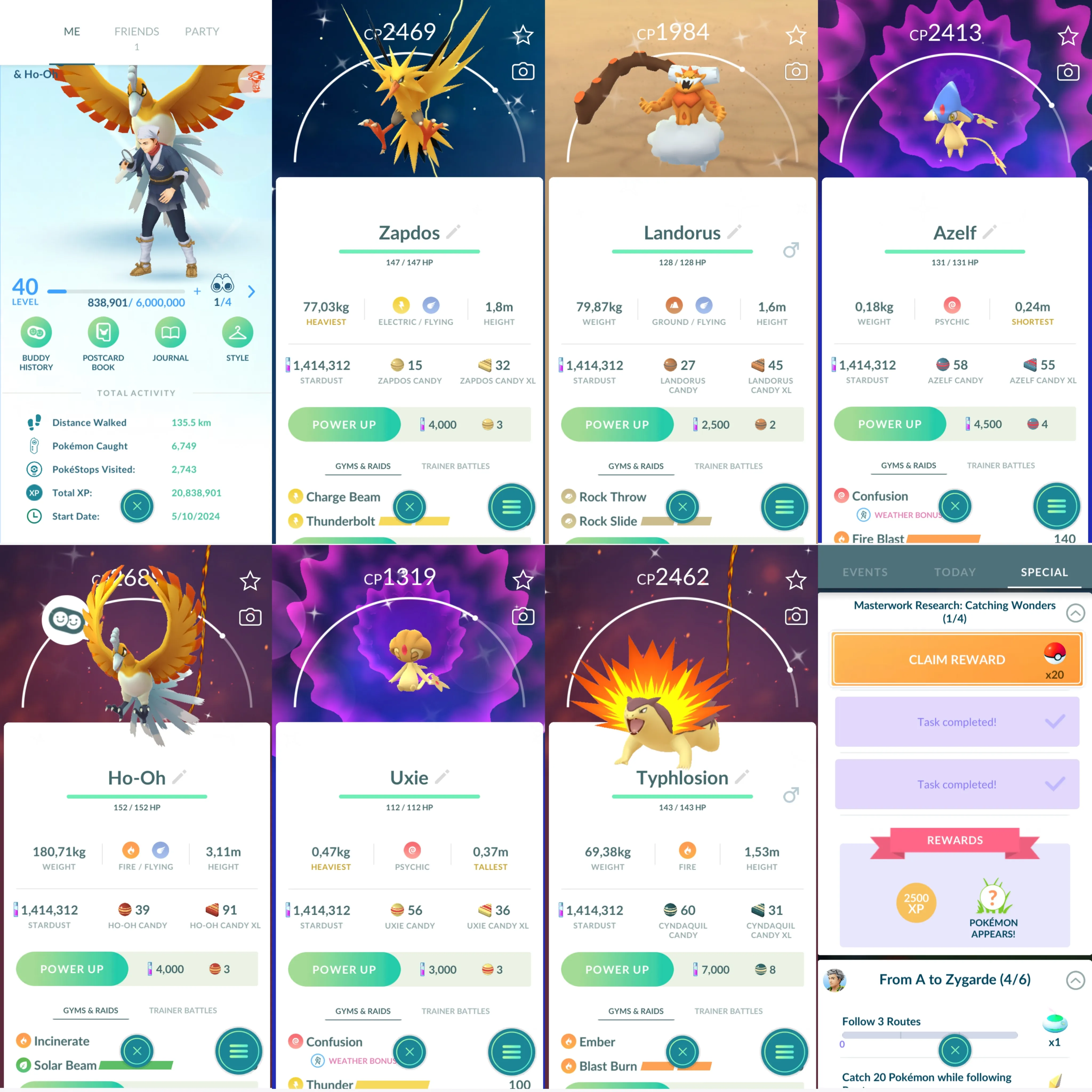 1182 LV40 Rare Candy103 Chansey100 Heatmor100 Shiny: Zapdos, ho-oh, uxie, azelf, landorus, sliggoo, Growlithe