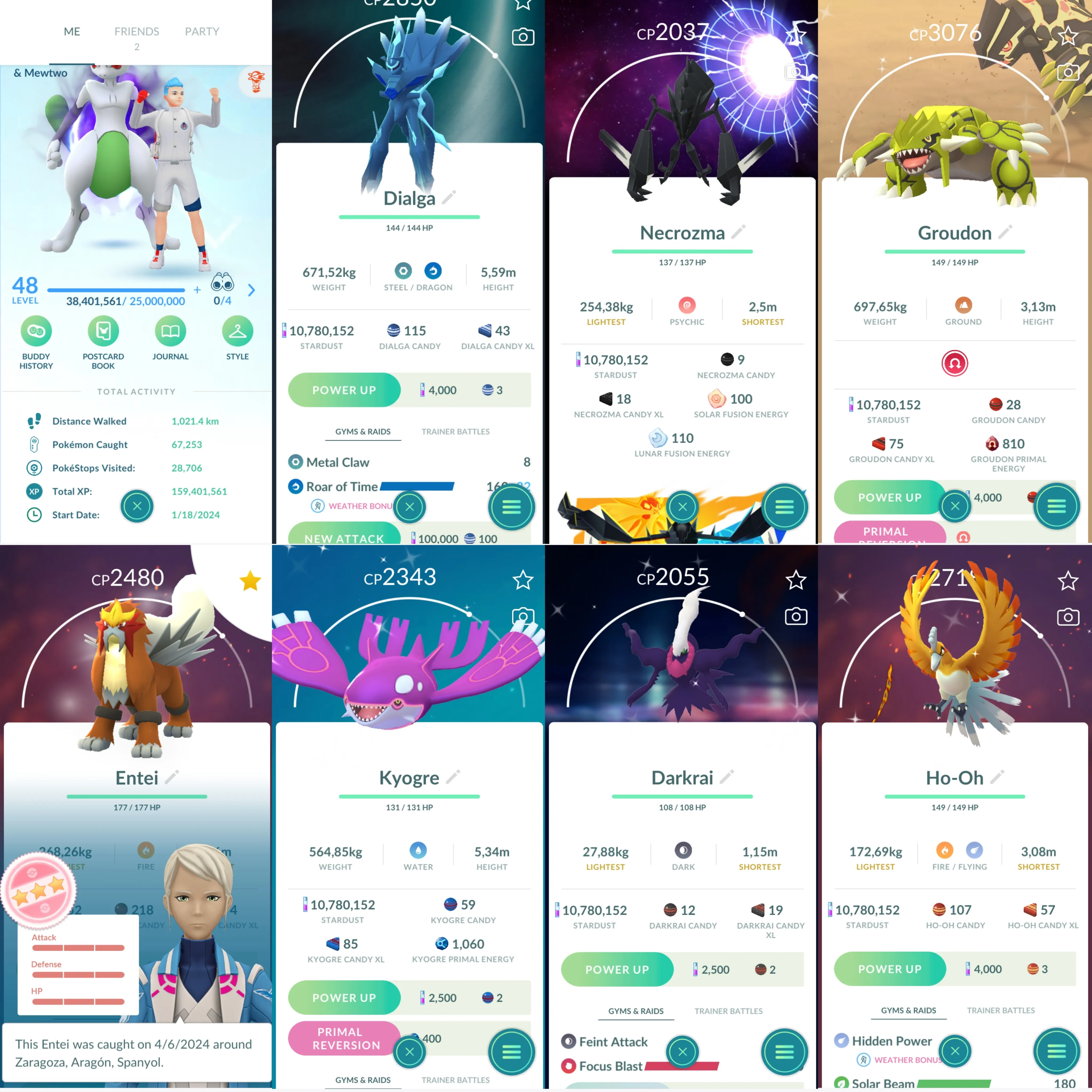 1195 LV48 Dialga roar of time. special BG: necrozma, kartana. Entei100 Shiny: shadow mewtwo, Charizard, mega heracross
