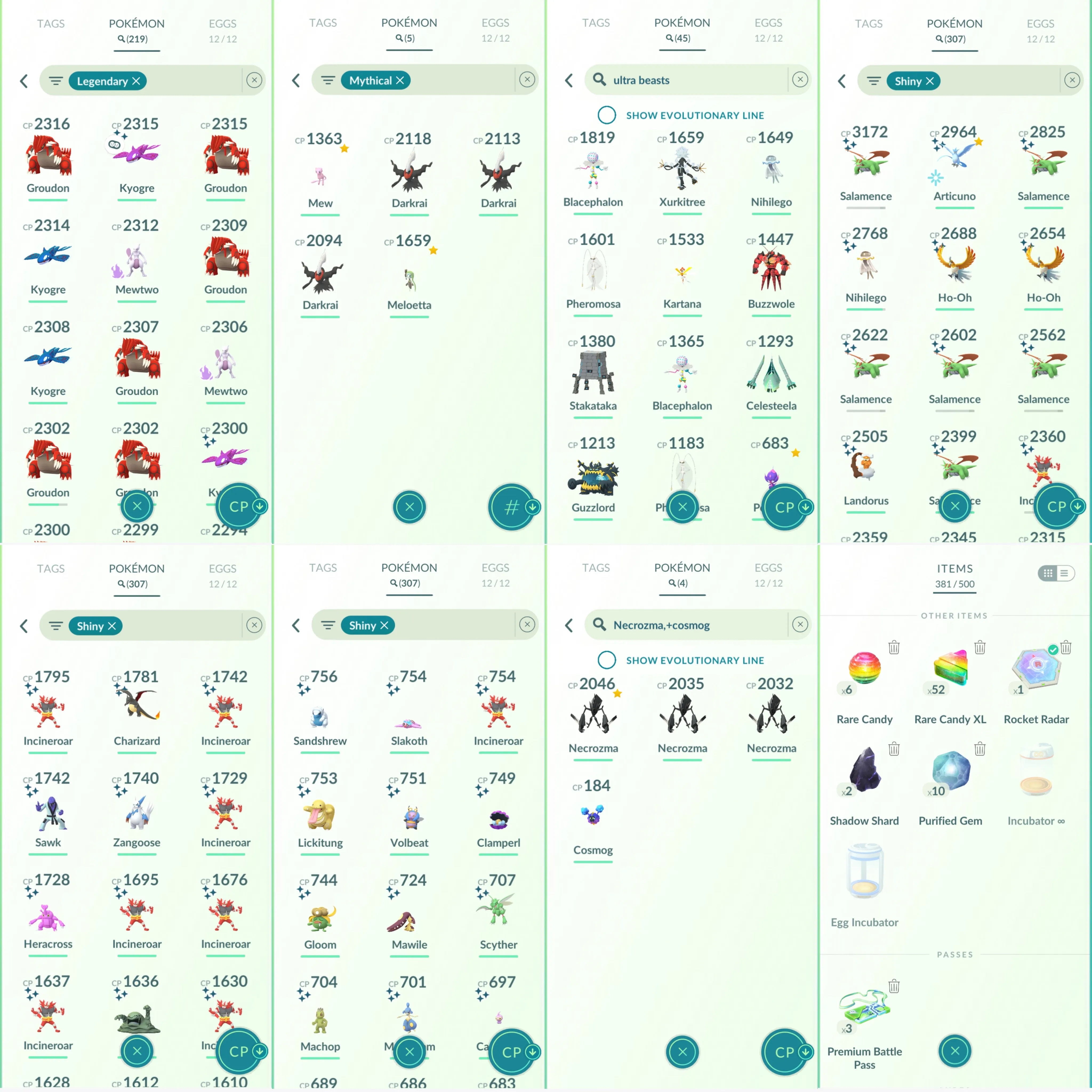 1201 LV47 Shundo Articuno Sp. BG Necrozma. Shiny: mega Charizard, primal Kyogre-groudon, mega heracross, ho-oh