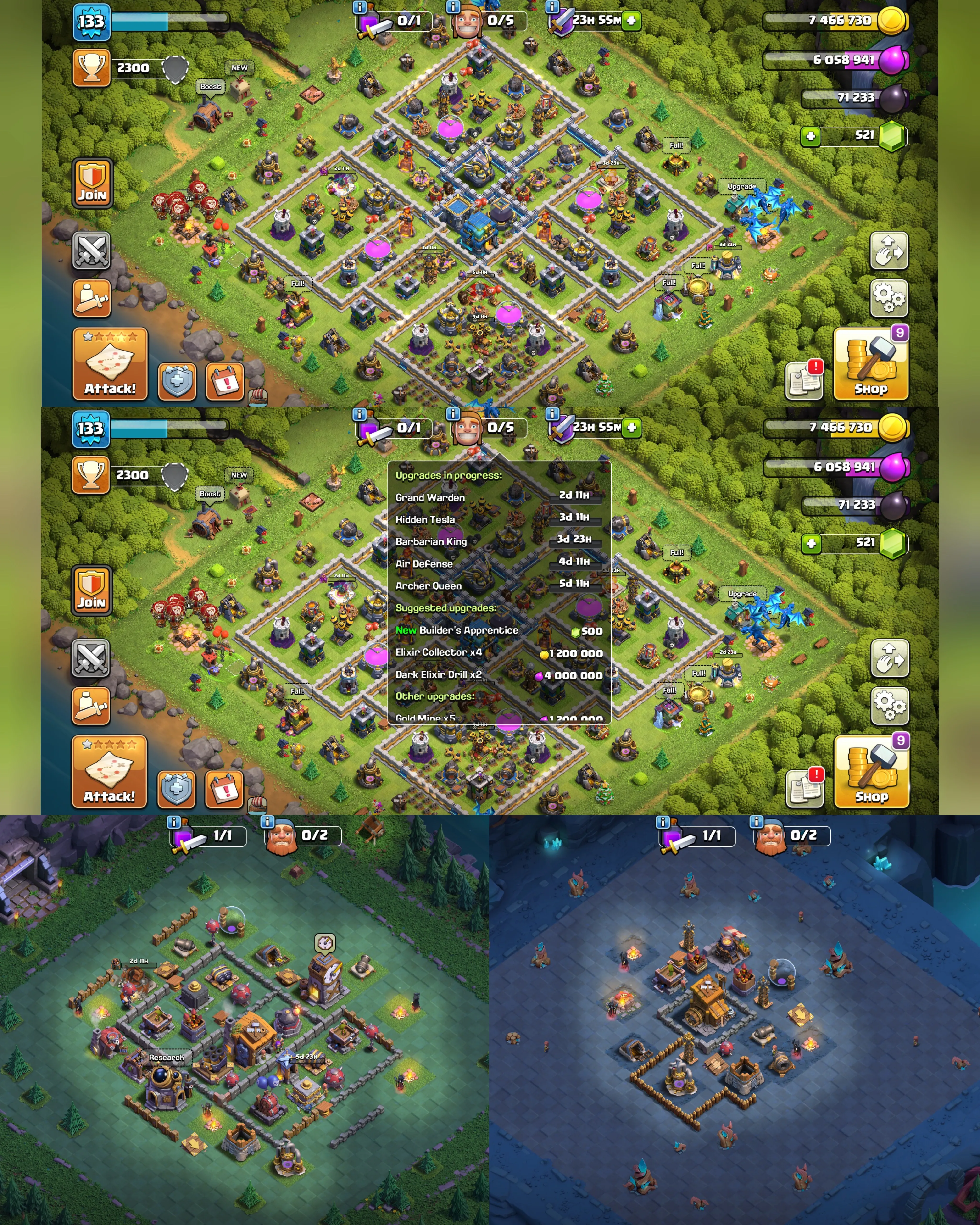 C063 TH12 - XP133 - 521 GEMS - CN 1000 GEMS - BK47 SKIN2 SB8 - AQ51 SKIN MINER QUEEN FA15 - GW23 SKIN FUTURE WARDEN FB11