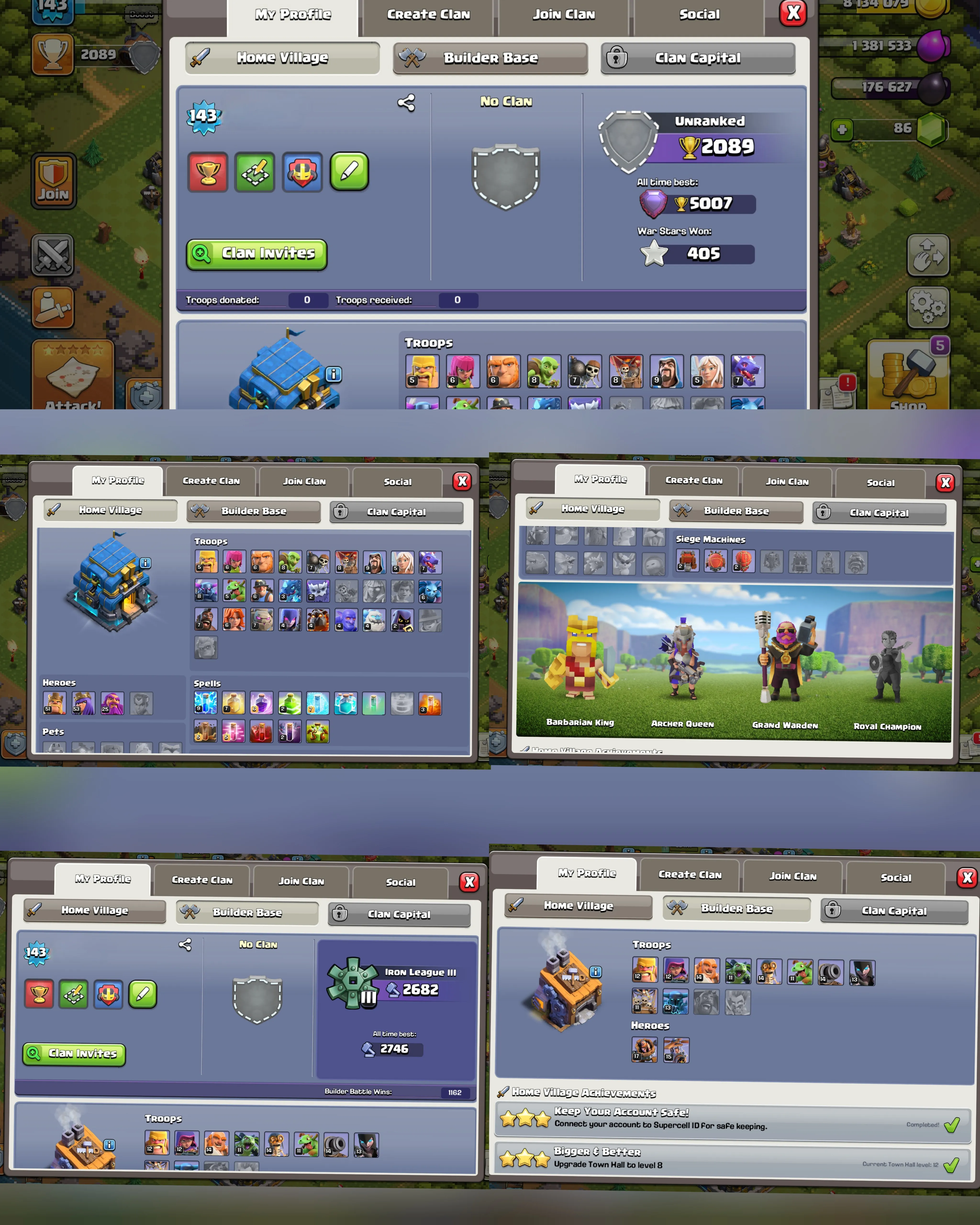C064 TH12 PIXEL SCENERY - XP143 - 71 GEMS - CN 500 GEMS - BK51 SKIN2 - AQ53 SKIN GLADIATOR QUEEN -GW25 SKIN PARTY WARDEN