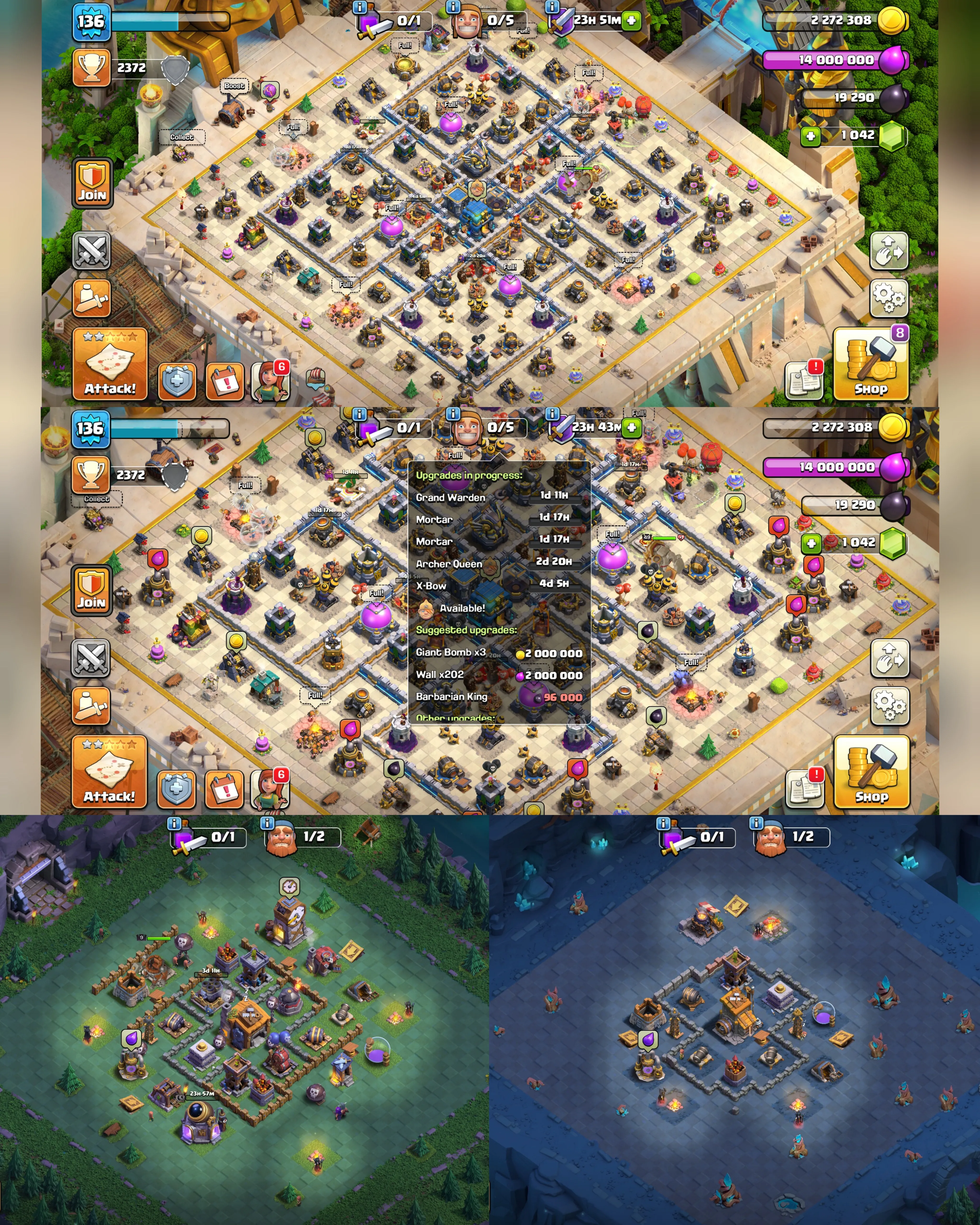 C066 TH12 SCENERY2 - XP136 - 1042 GEMS - CN 500 GEMS - BK49 SKIN2 GG10 - AQ57 SKIN3 FA7 - GW26 SKIN WARDEN MASTER FB10