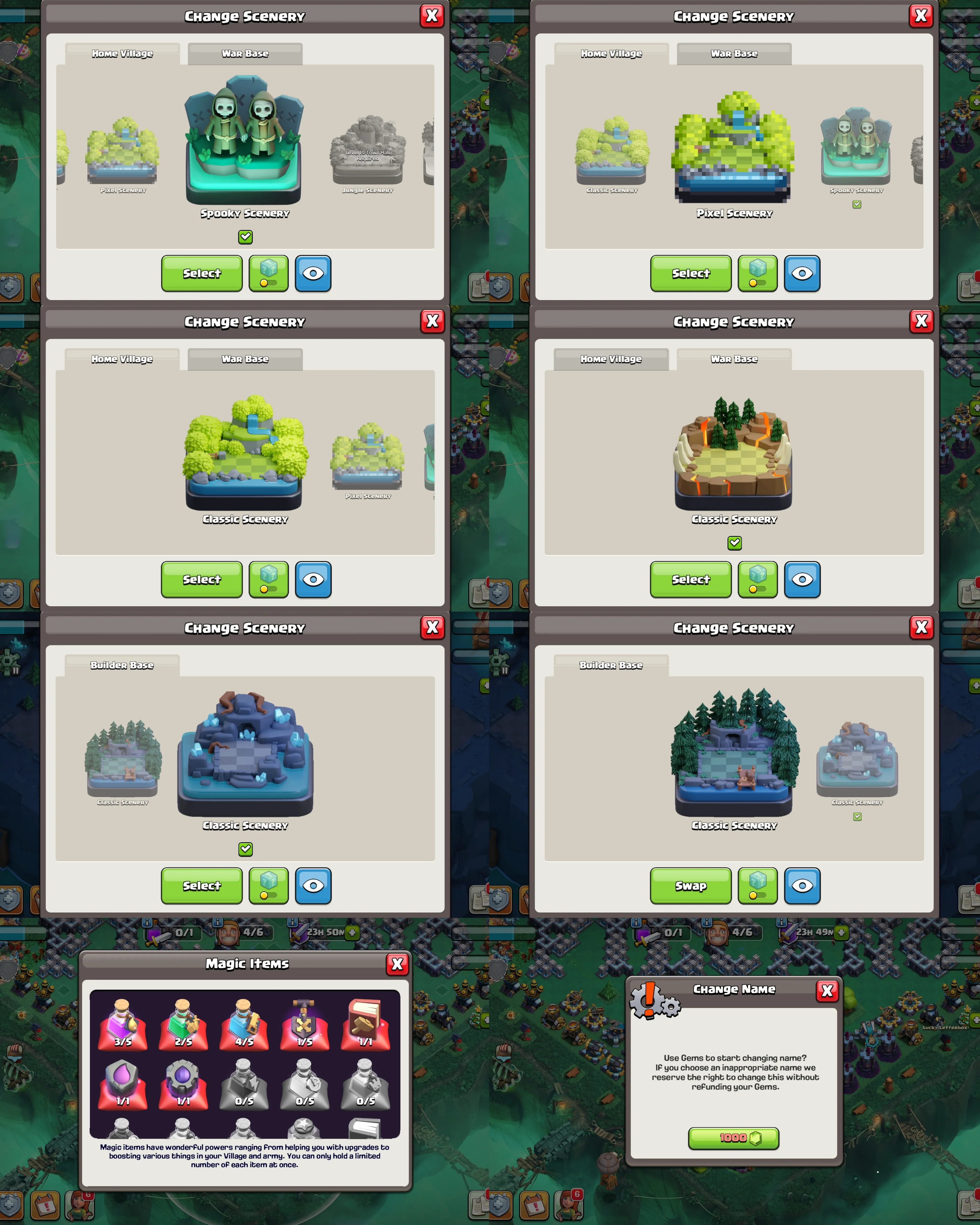 C068 TH13 SCENERY2 - XP197 - 261 GEMS - CN 1000 GEMS - BK62 SKIN4 GG18 - AQ75 - GW43 SKIN2 - RC11 SKIN2 - BM30 - BC18
