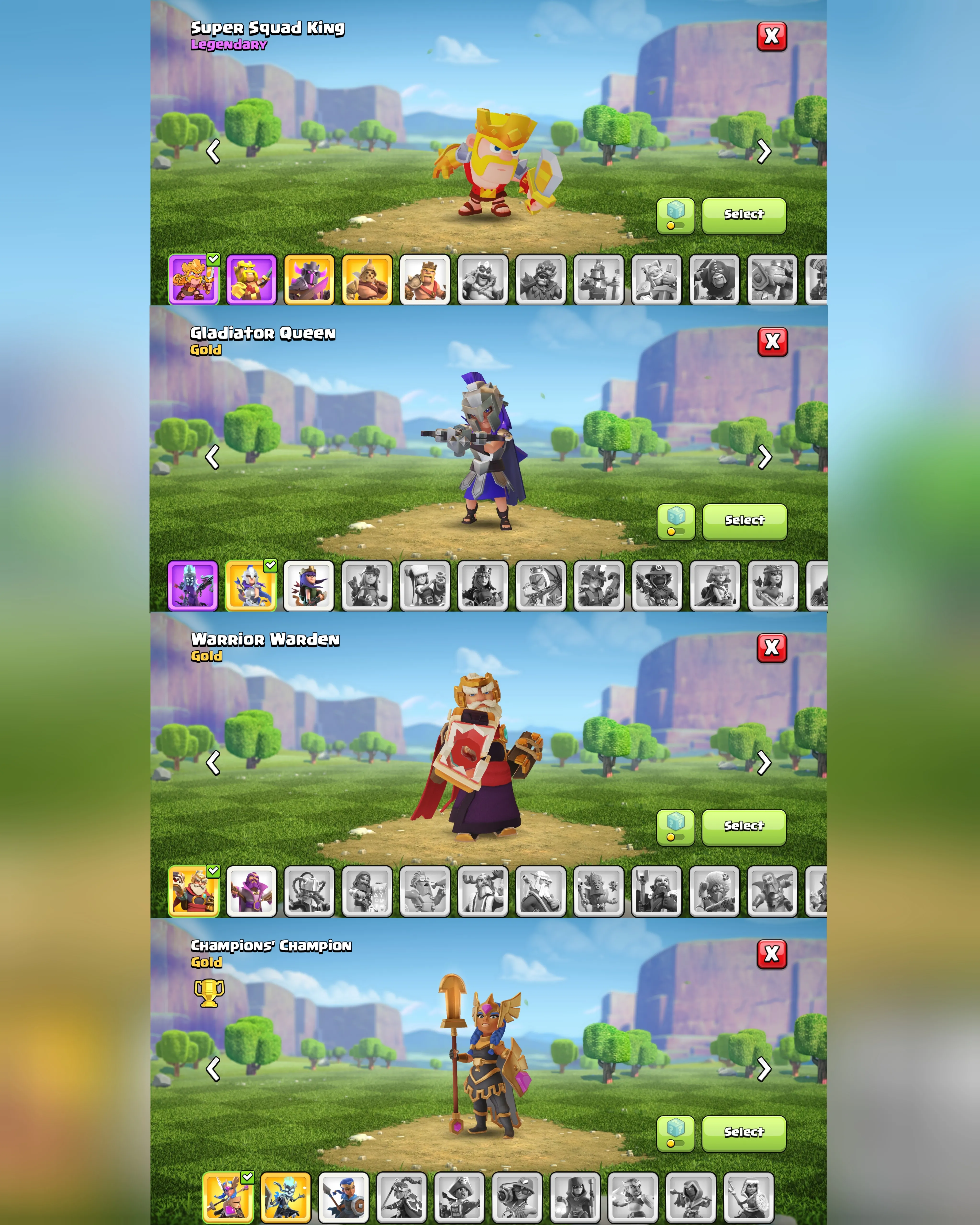 C069 TH13 SCENERY2 - XP200 - 2841 GEMS - CN 2500 GEMS - BK67 SKIN4 GG14 SB1-AQ71 SKIN2 FA17-GW50 SKIN WARRIOR WARDEN FB1