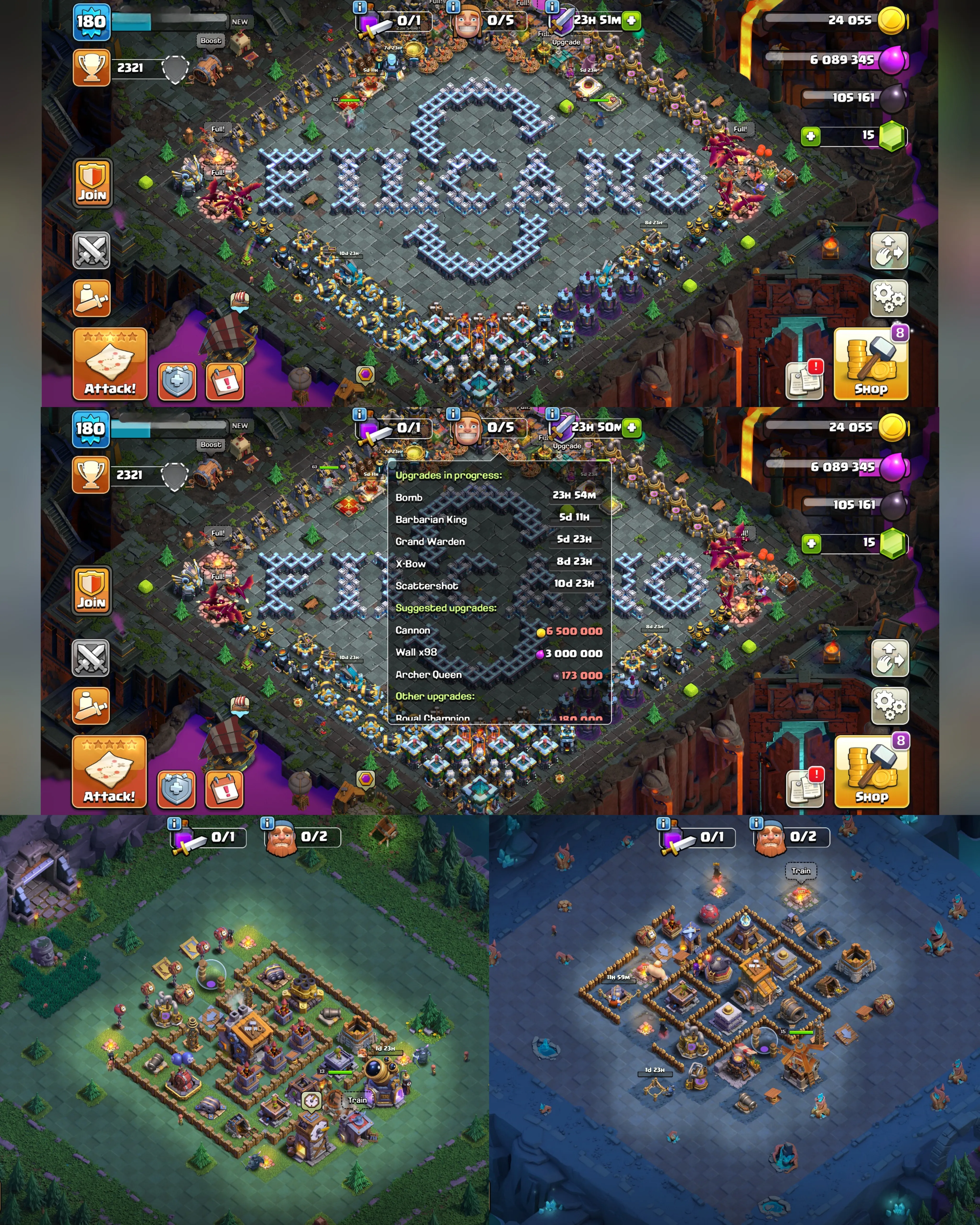 C074 TH13 SCENERY2 - XP180 - 15 GEMS - CN 1500 GEMS - BK56 SKIN2 SB12 - AQ63 SKIN2 FA18 - GW41 - RC15 - BM13 - BC15