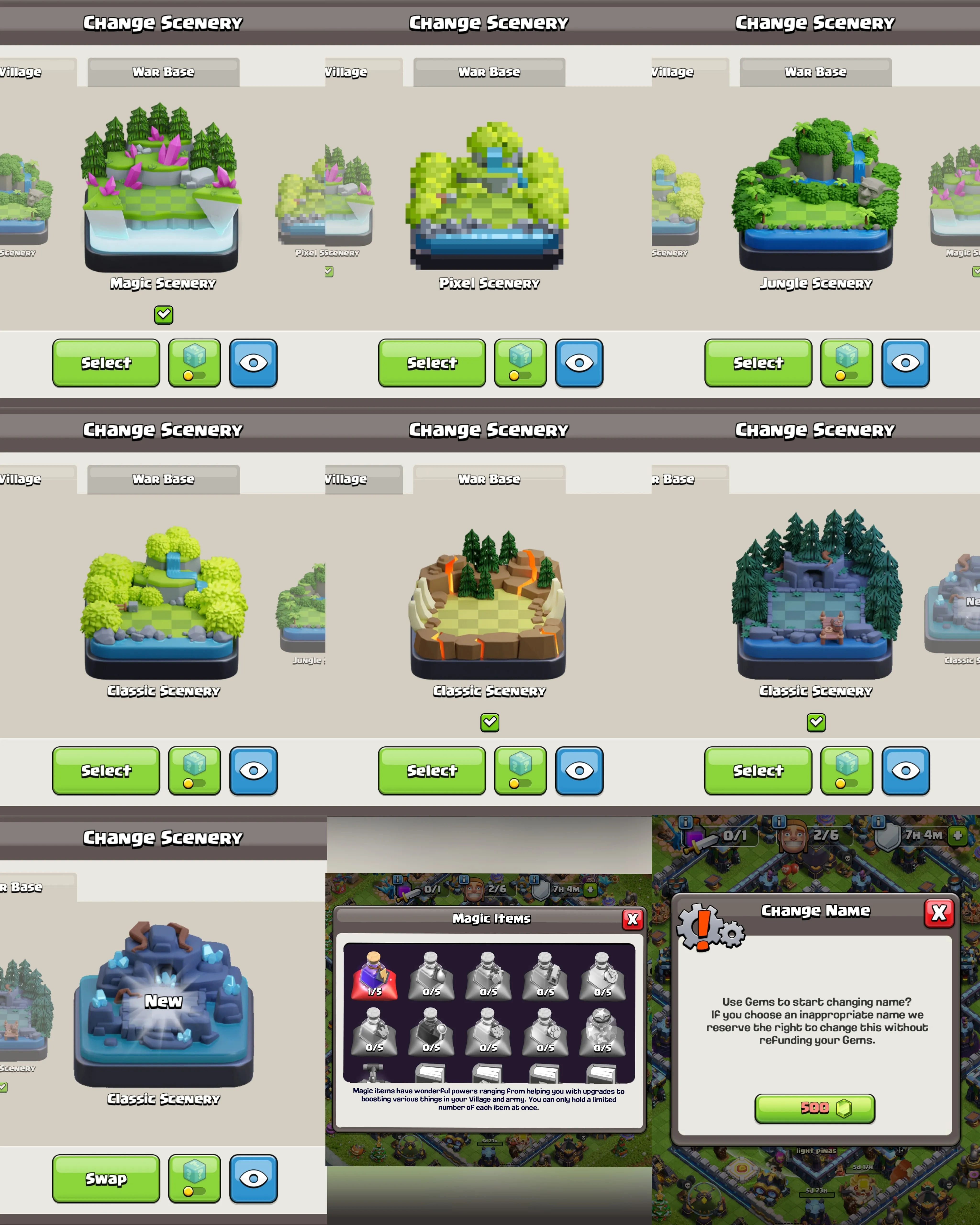 C083 TH15 SCENERY3 - XP211 - GEMS 312 - CN 500 GEMS - BK60 SKIN PIXEL KING - AQ78 SKIN PIRATE QUEEN FA5