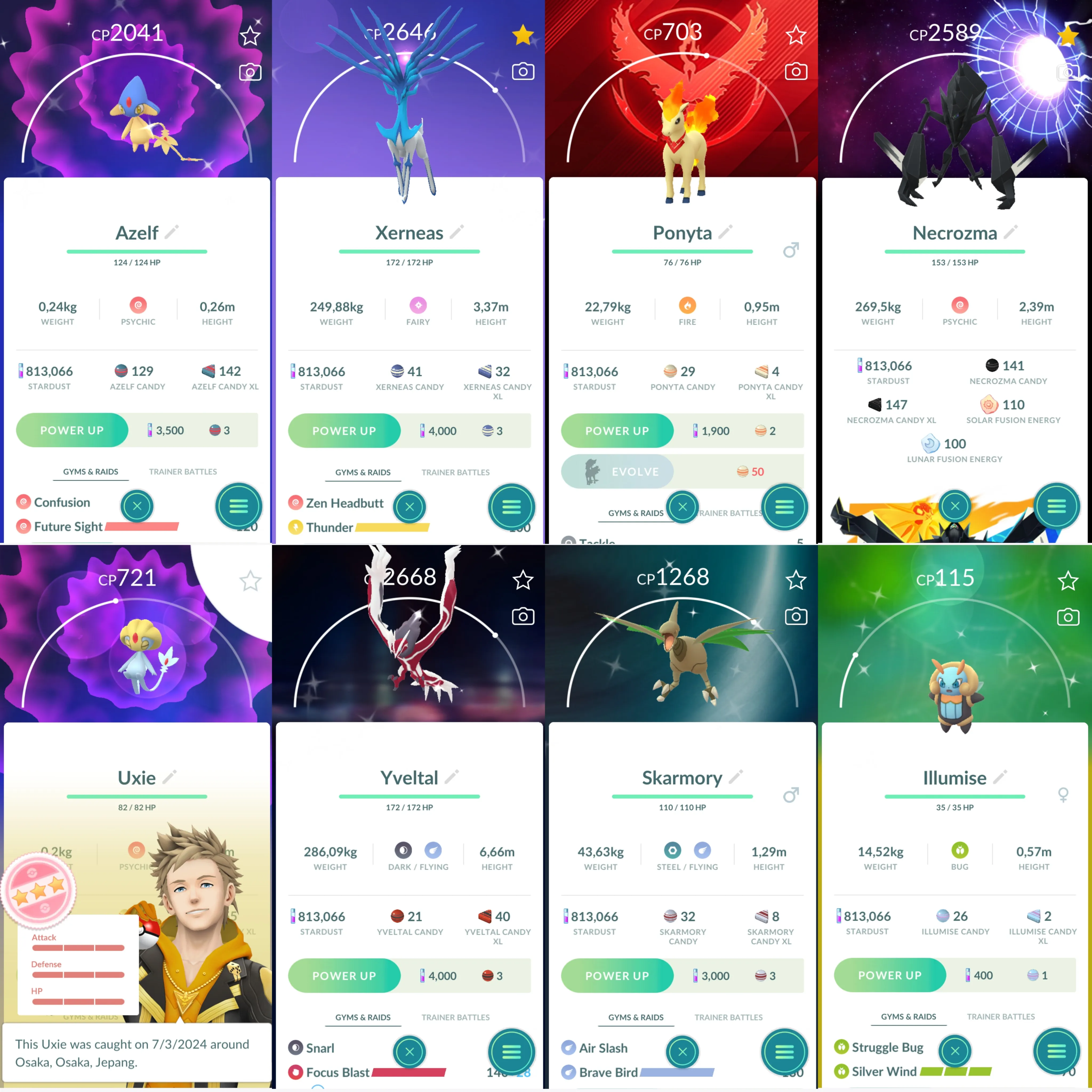 1223 LV40 Uxie100 Pikachu WCS2024 Hawaii BG Lapras Mystic BG Ponyta Valor BG Necrozma BG Shiny: mega Lucario, necrozma