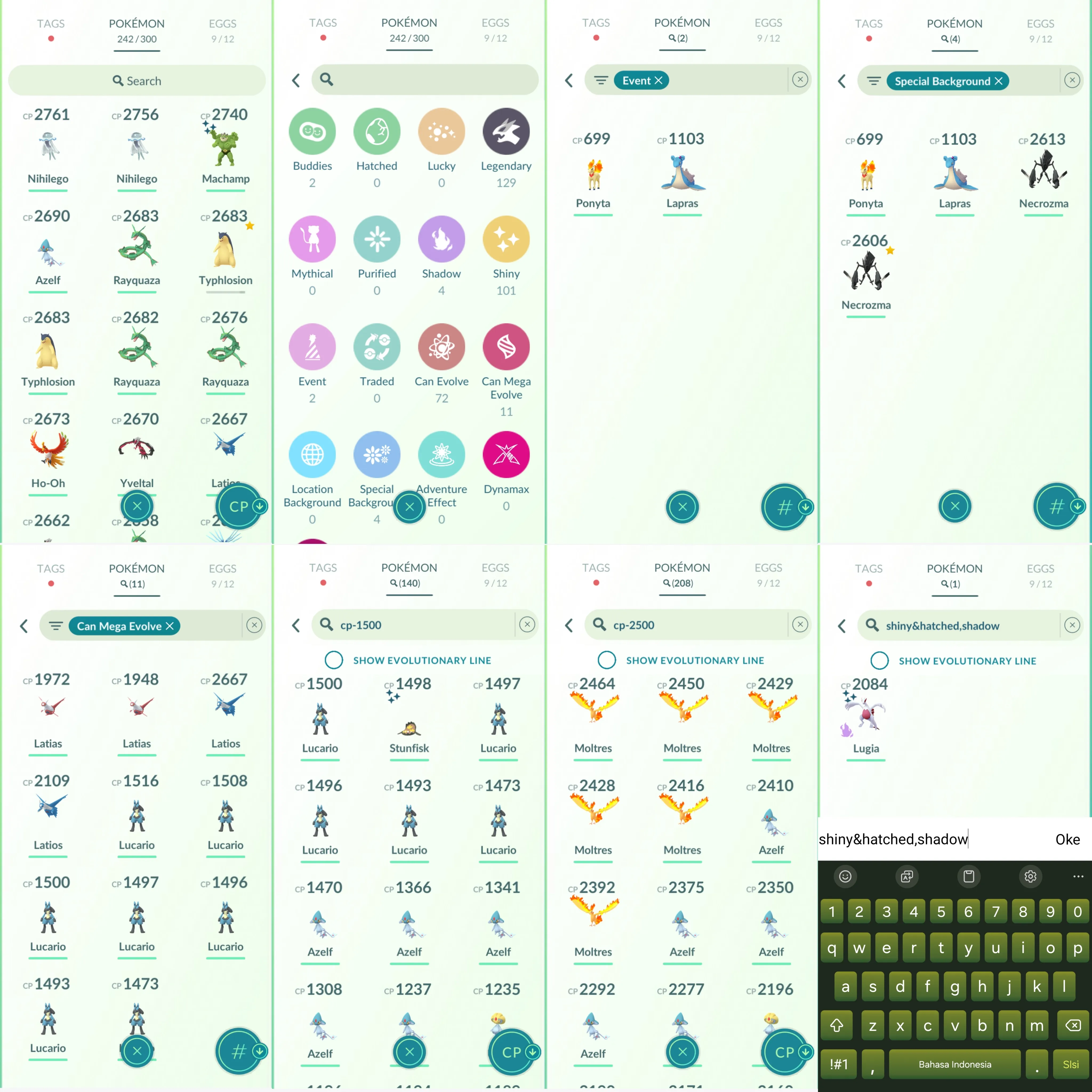 1225 LV40 Coin: 2079 Sp BG: Ponyta, Lapras, necrozma Shiny: necrozma, shadow Lugia, yveltal, Azelf, Articuno, uxie