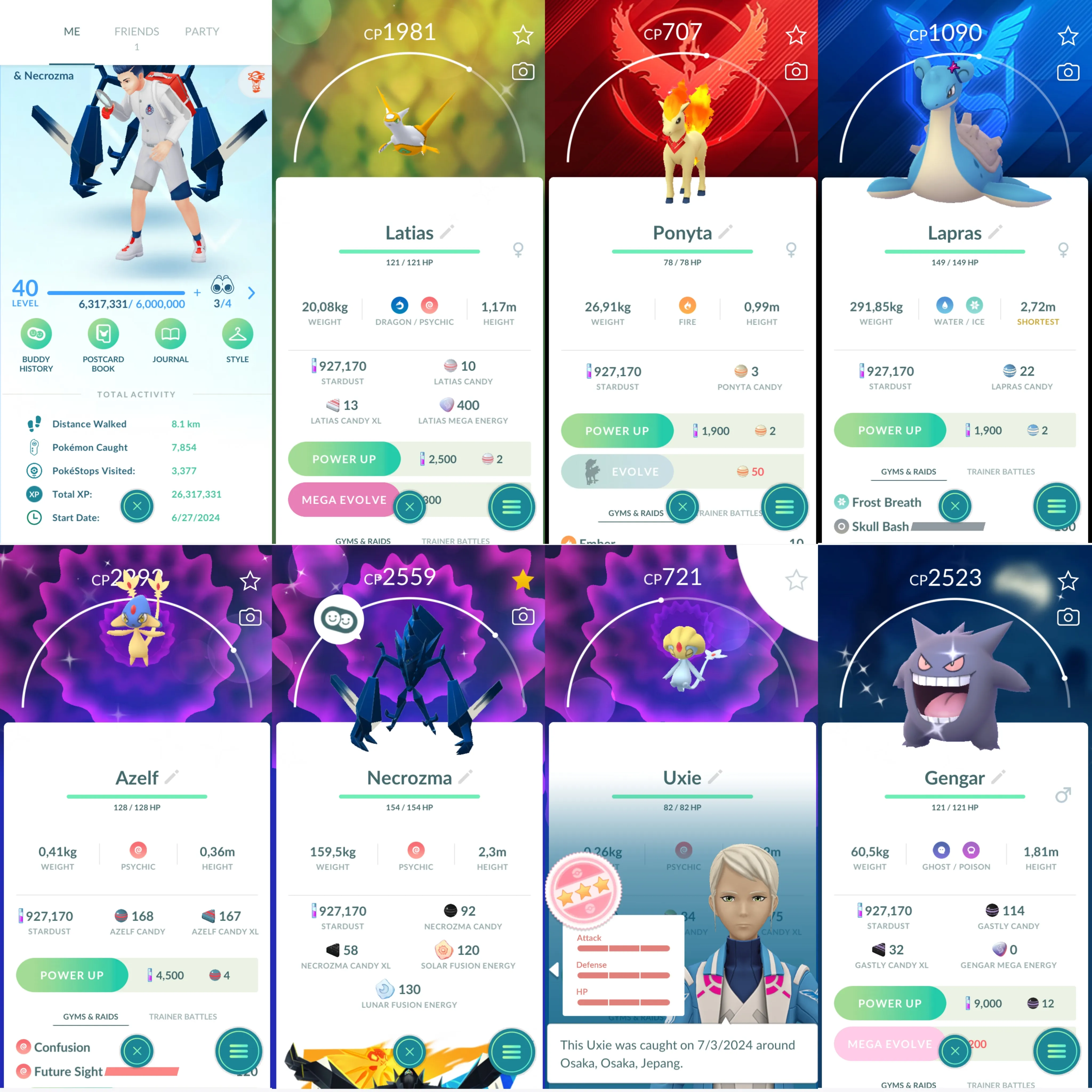 1228 LV40 Coin: 1319 SpBG: Ponyta, Lapras, necrozma Shiny: mega latias, necrozma, azelf, gengar, Aerodactyl