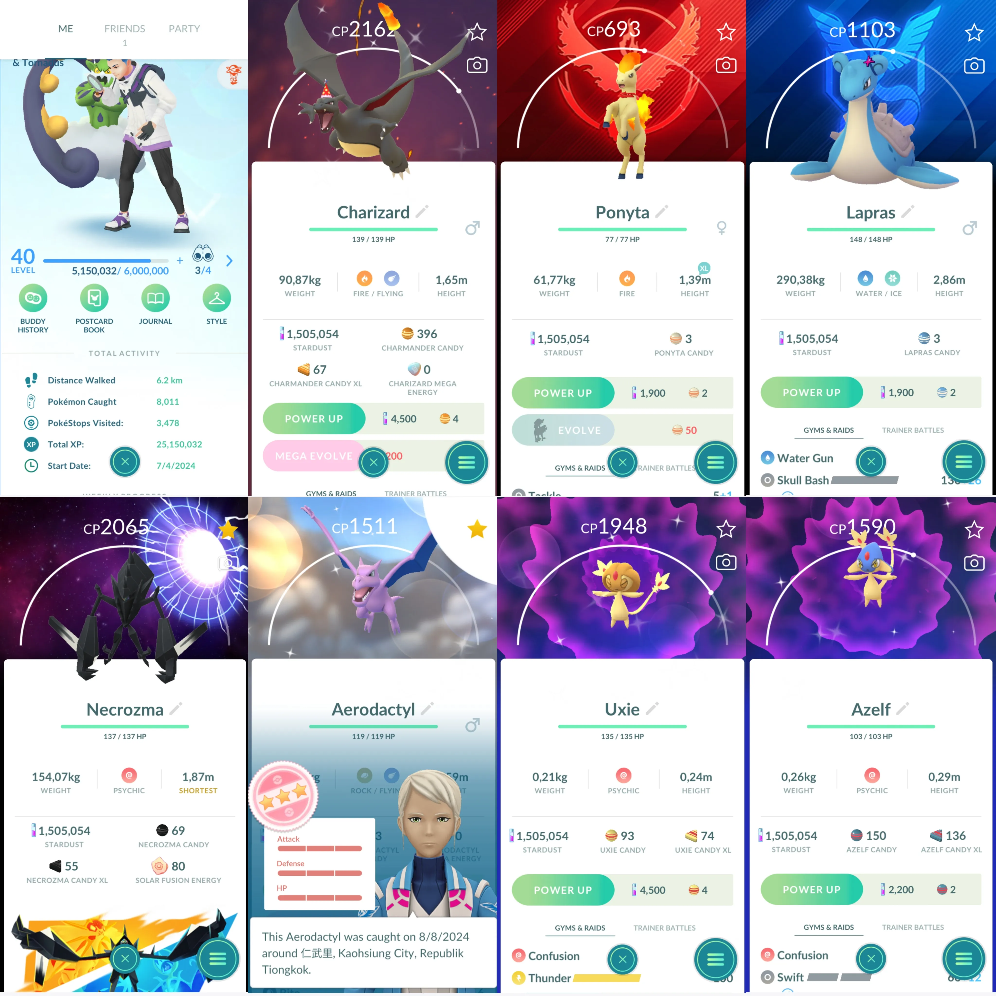 1231 LV40 SpBG: ponyta, lapras, necrozma Beldum100 Shundo Aerodactyl Shiny: party charizard, beldum, tornadus, uxie