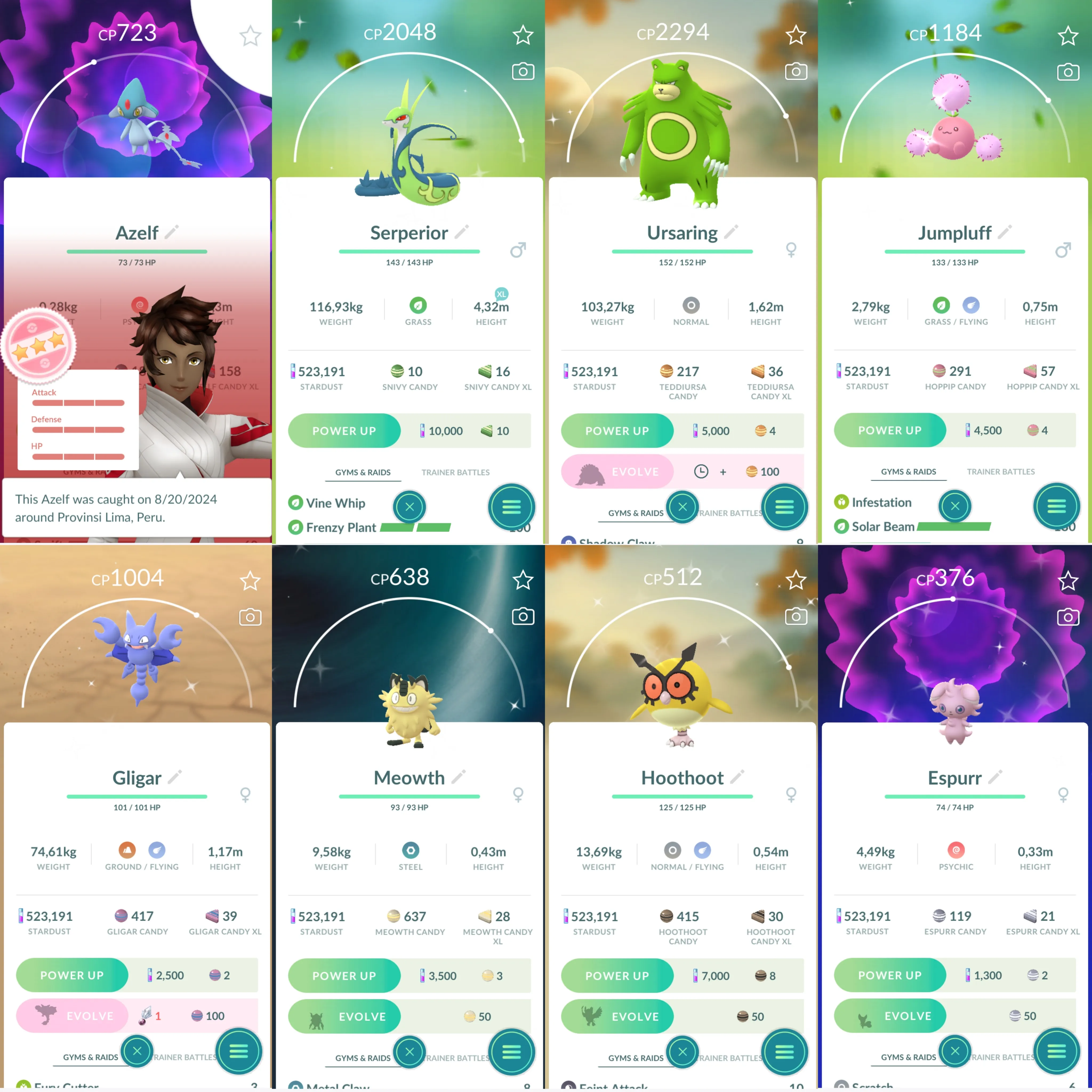 1236 LV40 Azelf100 SpBG: lapras, ponyta Shiny: azelf, mesprit, tornadus, articuno, garchomp, serperior