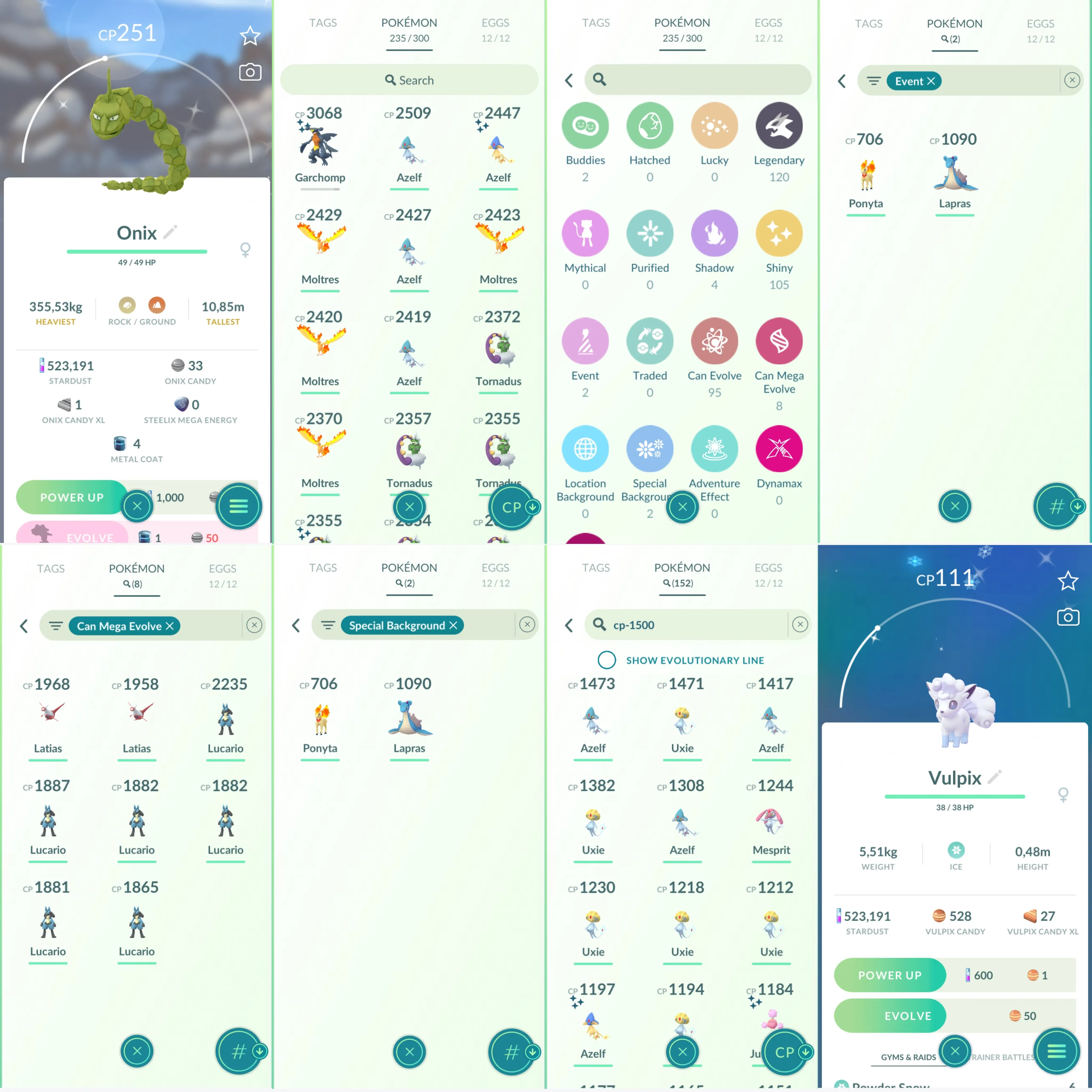 1236 LV40 Azelf100 SpBG: lapras, ponyta Shiny: azelf, mesprit, tornadus, articuno, garchomp, serperior