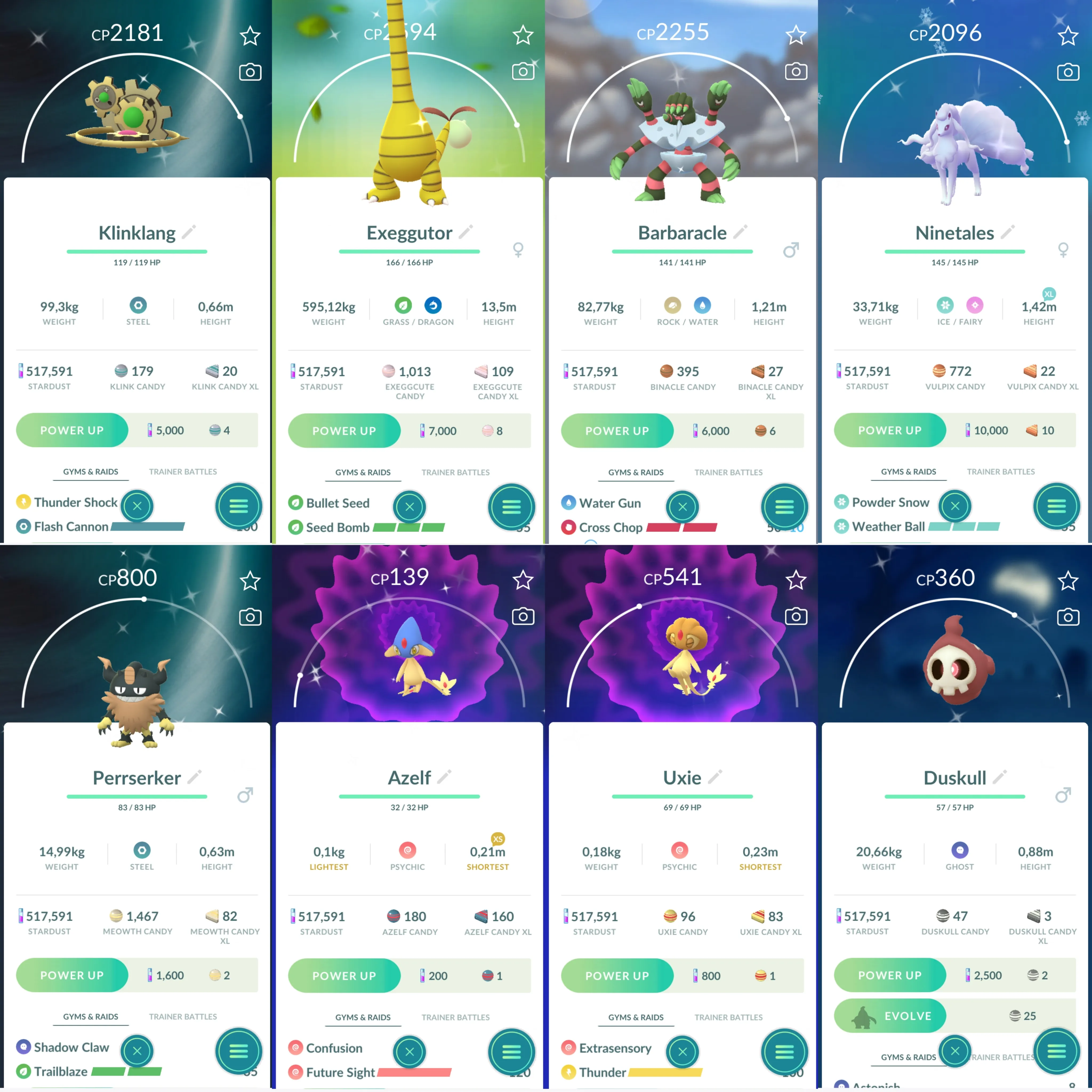 1253 LV40 Azelf100 SpBG: Ponyta,Lapras Shiny: xerneas, onix, alolan Vulpix, thundurus, uxie, azelf, alolan Ninetales