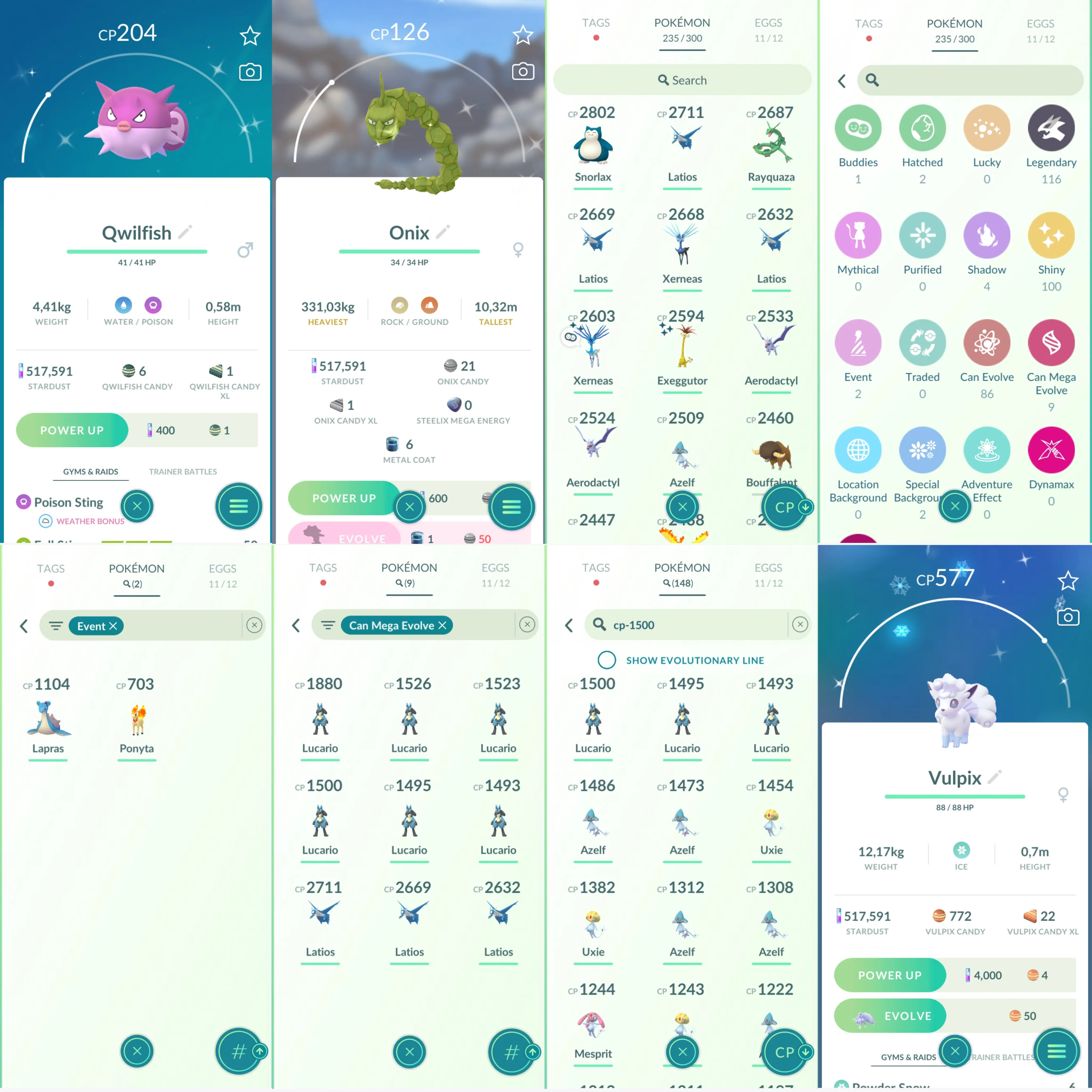 1253 LV40 Azelf100 SpBG: Ponyta,Lapras Shiny: xerneas, onix, alolan Vulpix, thundurus, uxie, azelf, alolan Ninetales