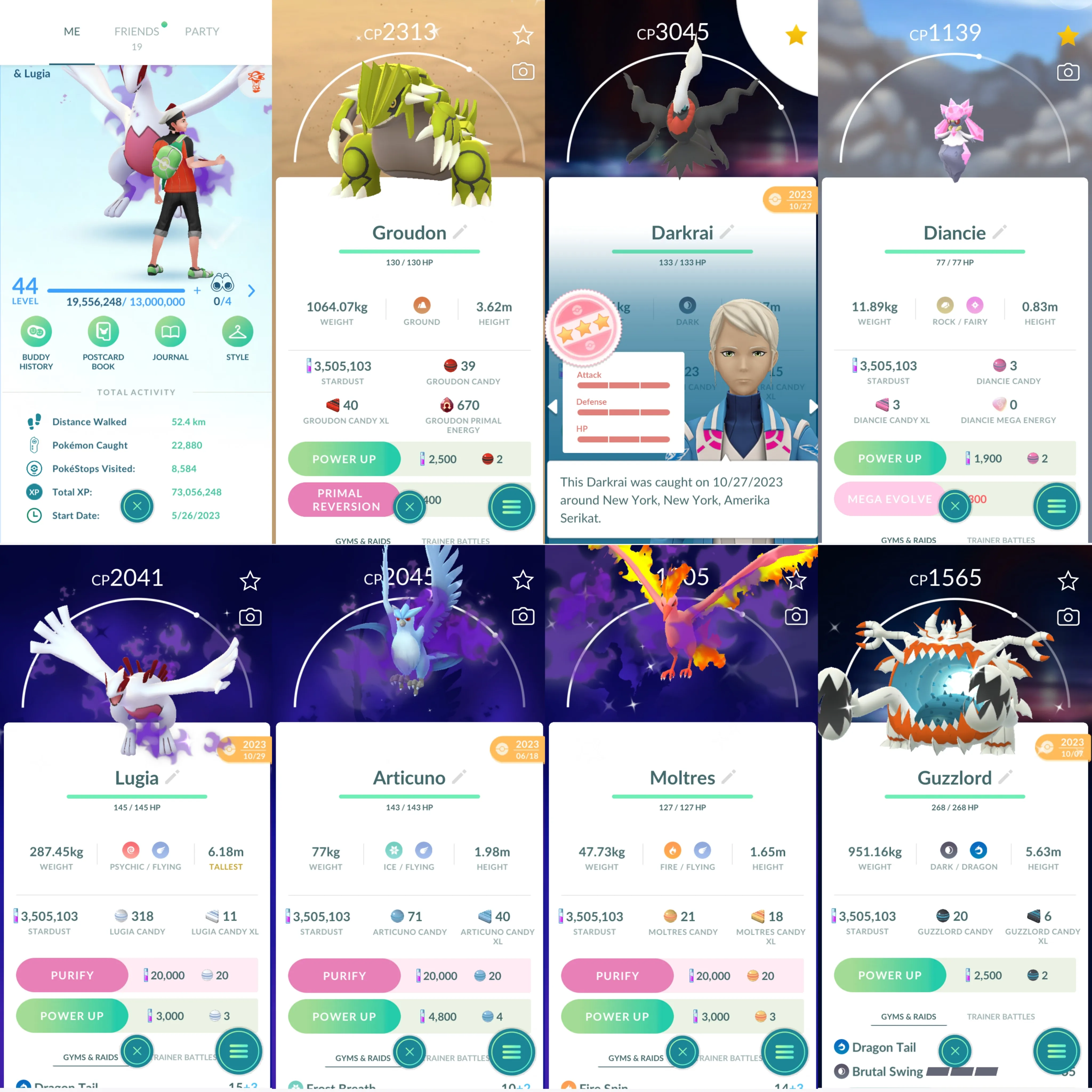 1276 LV44 Darkrai100 Suicune100 Raikou100 Enamorus Diancie Shiny: shadow lugia, mega groudon, shadow articuno-moltres
