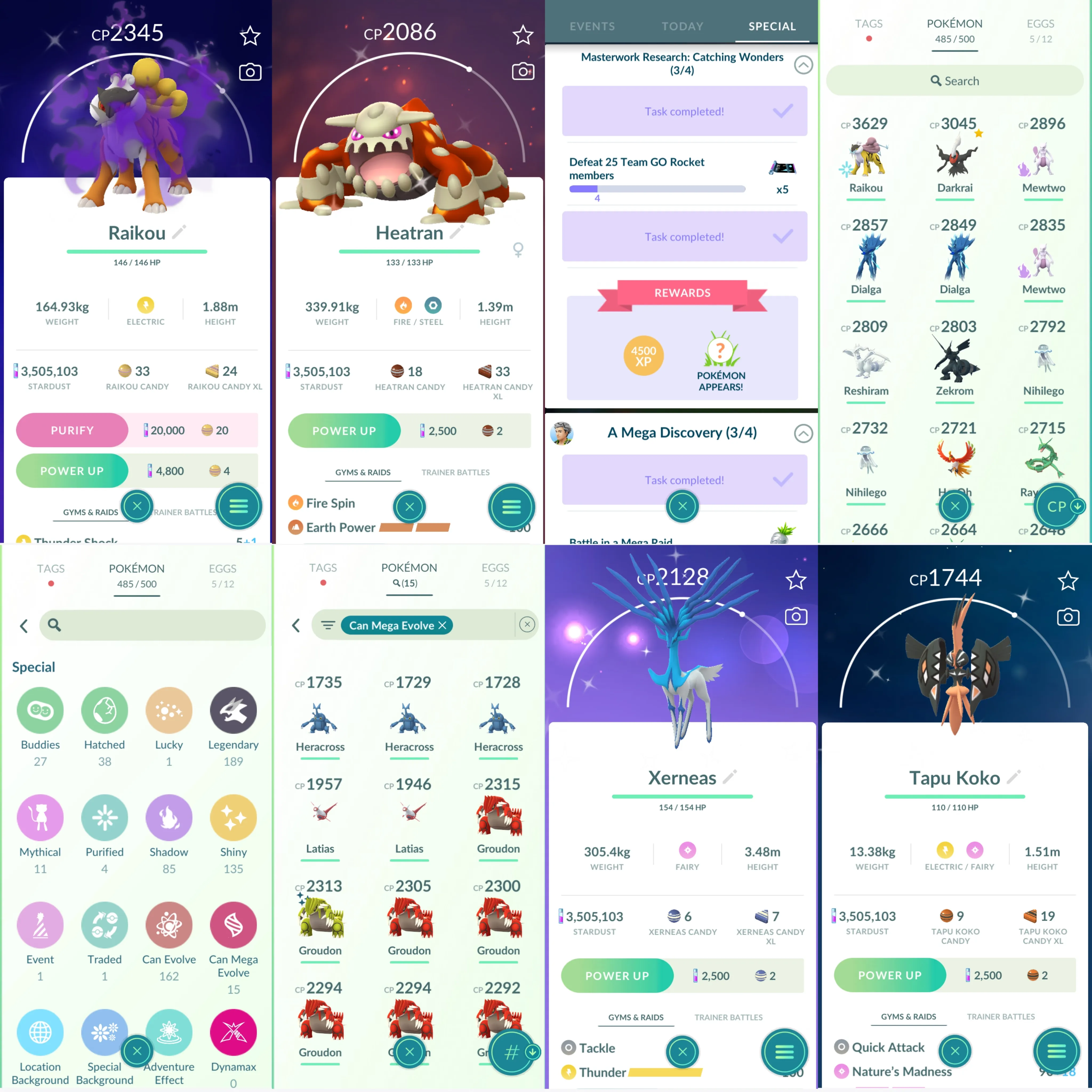 1276 LV44 Darkrai100 Suicune100 Raikou100 Enamorus Diancie Shiny: shadow lugia, mega groudon, shadow articuno-moltres