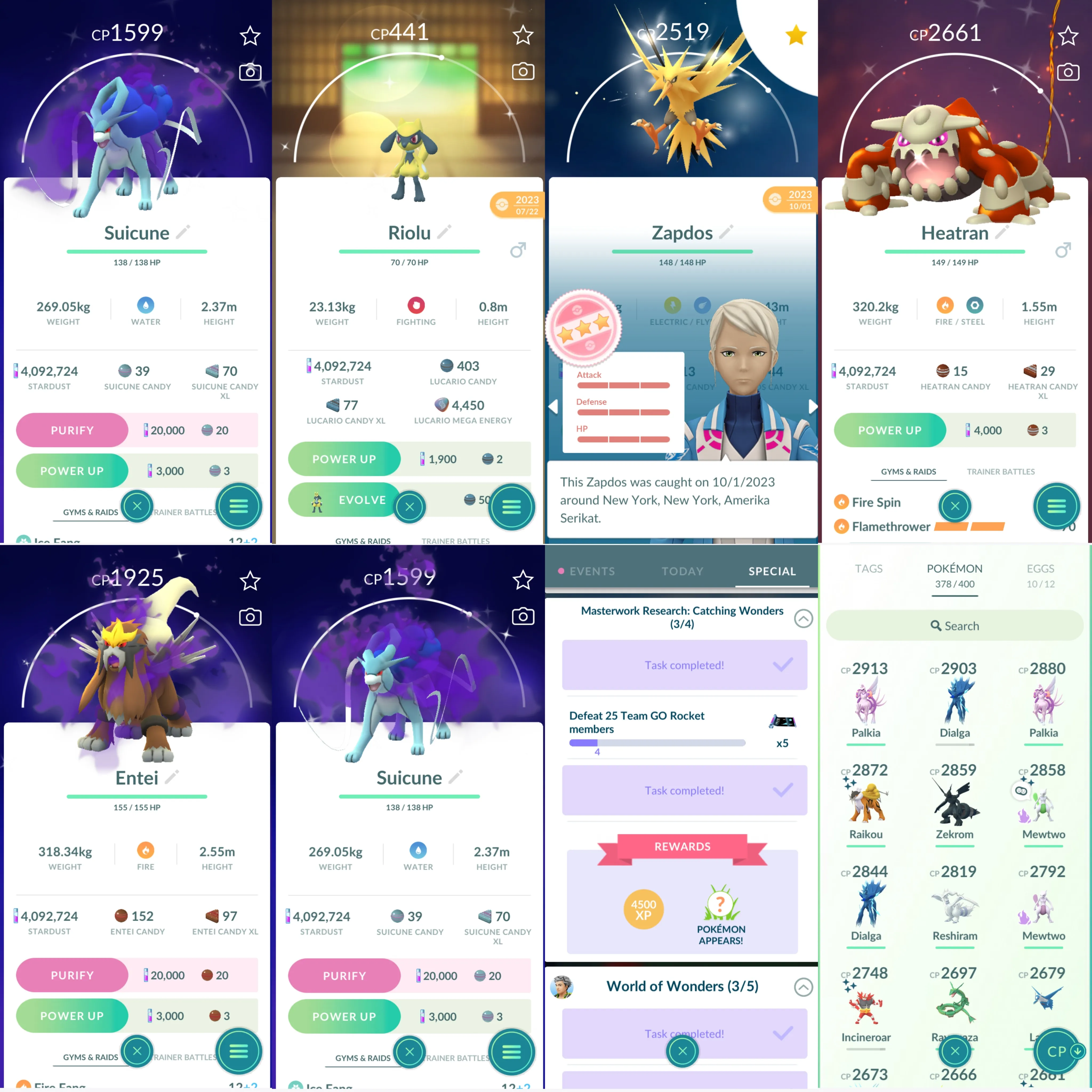 1297 LV44 Palkia Spacial Rend Sp Bg Ponyta Enamorus Shiny: shadow mewtwo, mega Lucario, riolu, shadow suicune (only 1)