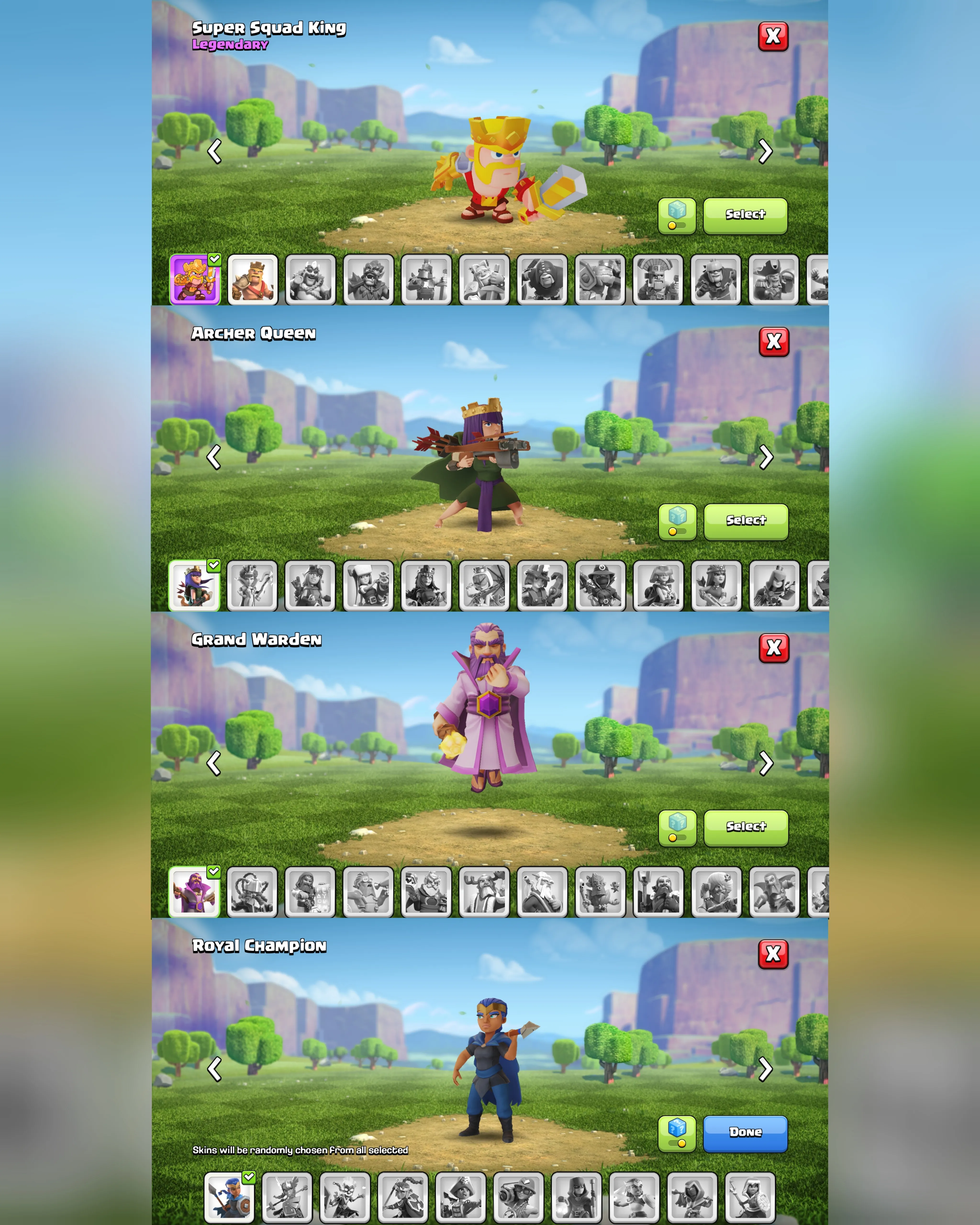 C088 TH15 SCENERY2 - XP108 - 326 GEMS - CN 500 GEMS - BK29 SKIN SUPER SQUAD KING SB12 - AQ32 - GW18 FB15 - RC11