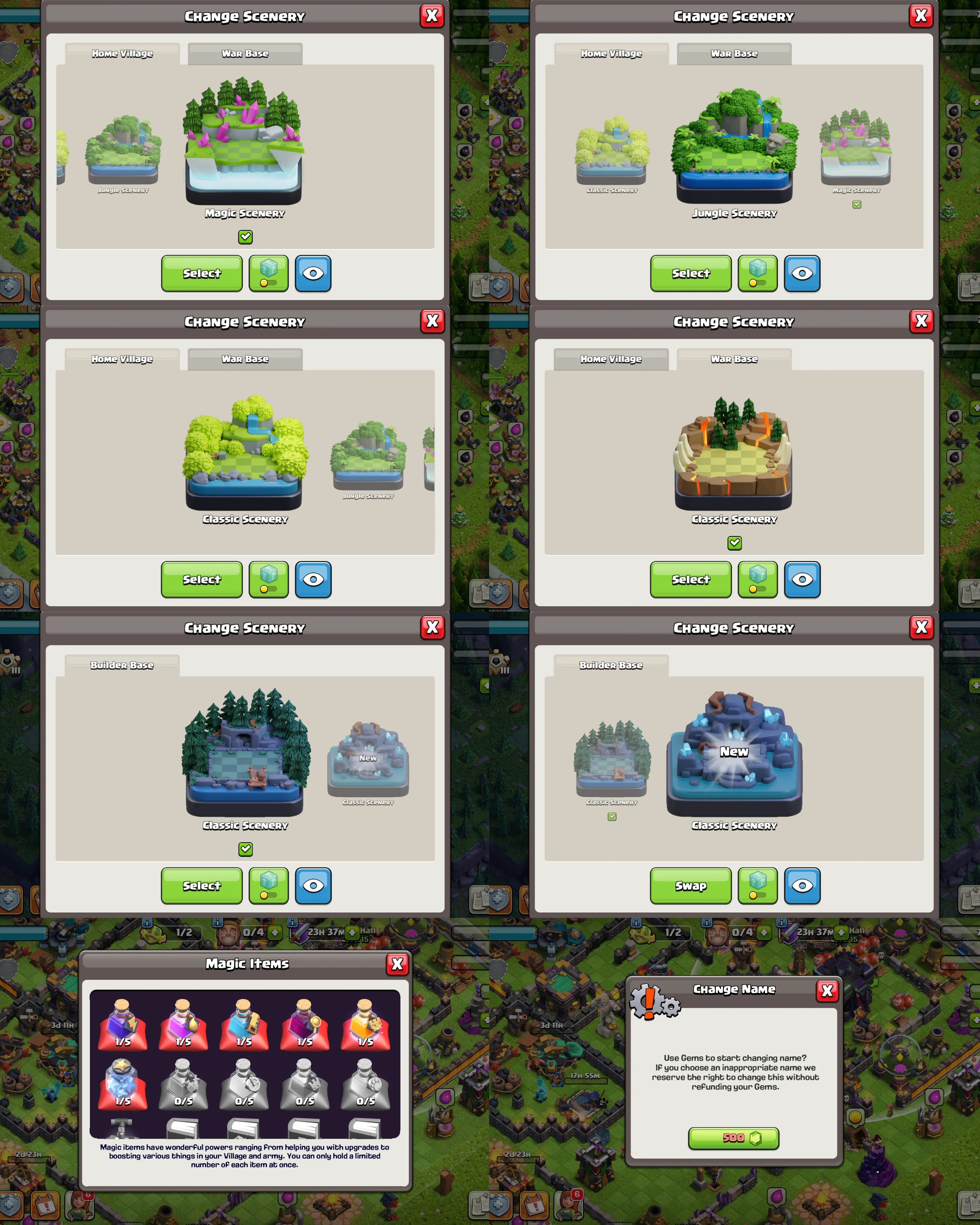 C088 TH15 SCENERY2 - XP108 - 326 GEMS - CN 500 GEMS - BK29 SKIN SUPER SQUAD KING SB12 - AQ32 - GW18 FB15 - RC11