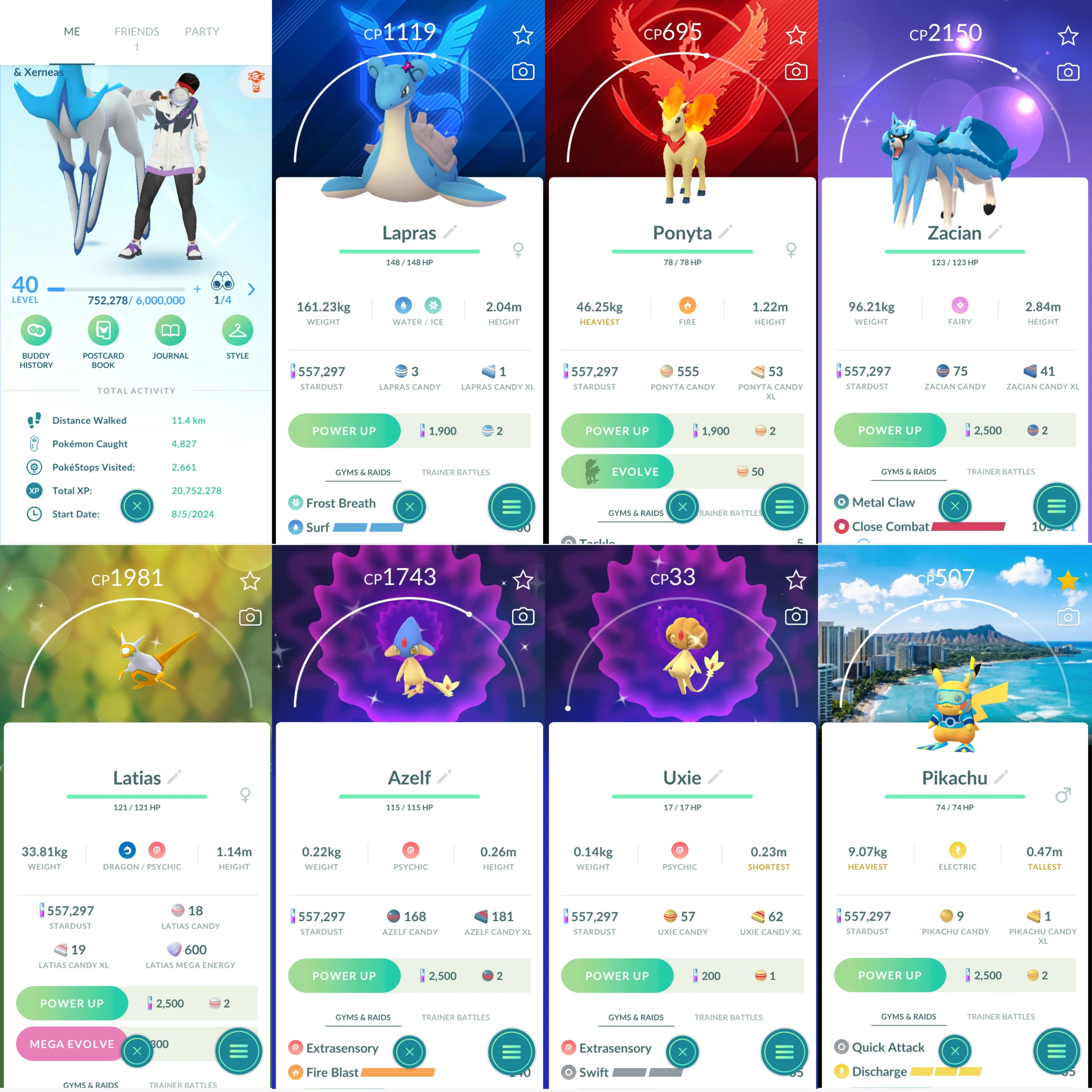 1357 LV40 Coin 1106 Zacian100 Pikachu WCS 2024 Hawaii Shiny: zacian, mega latias, azelf, uxie, xerneas, ditto, gigalith, Scyther