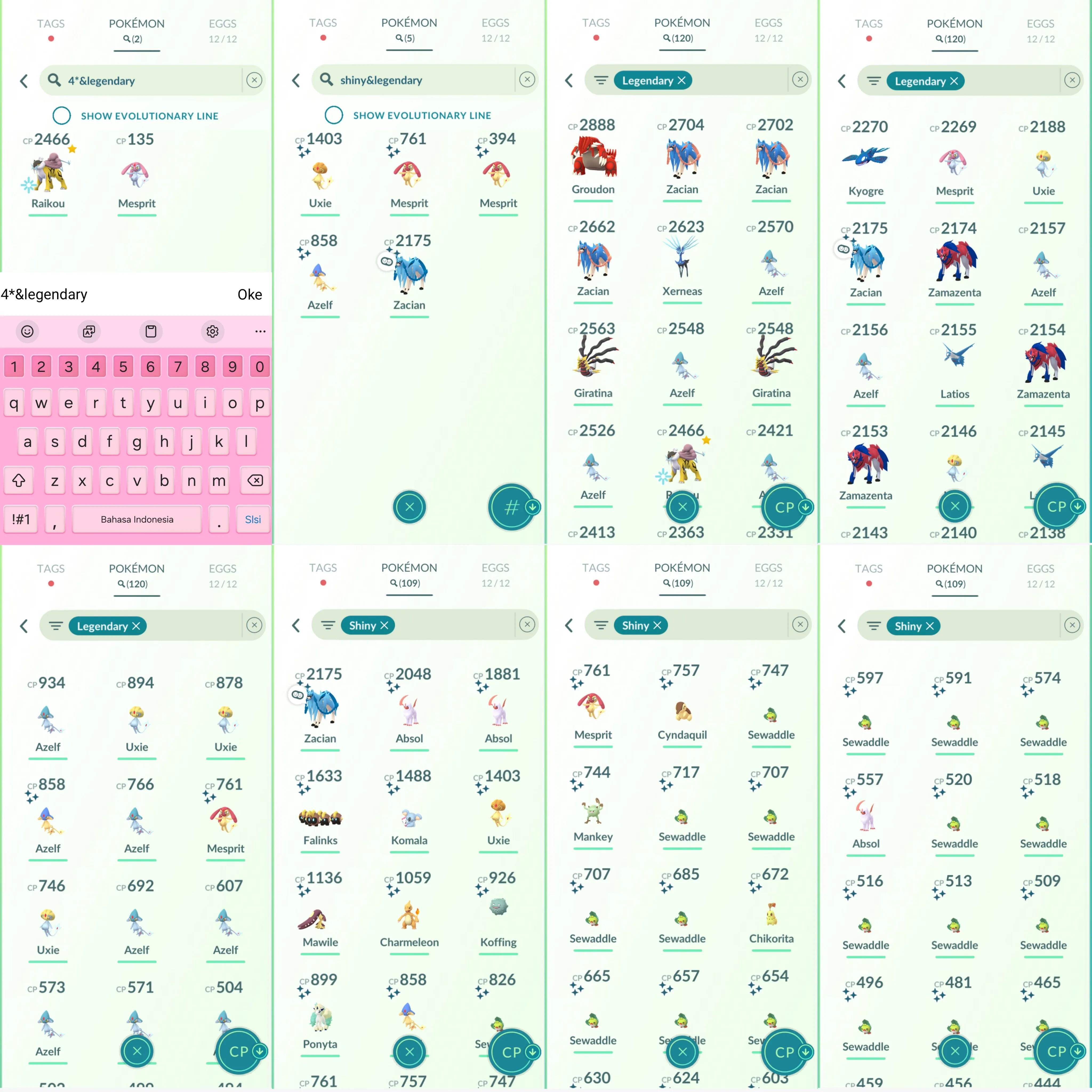 1368 LV40 Mesprit100 Raikou100 Shiny: zacian, charmeleon, azelf, mesprit, uxie, komala, absol, falinks, mega mawile, wooloo