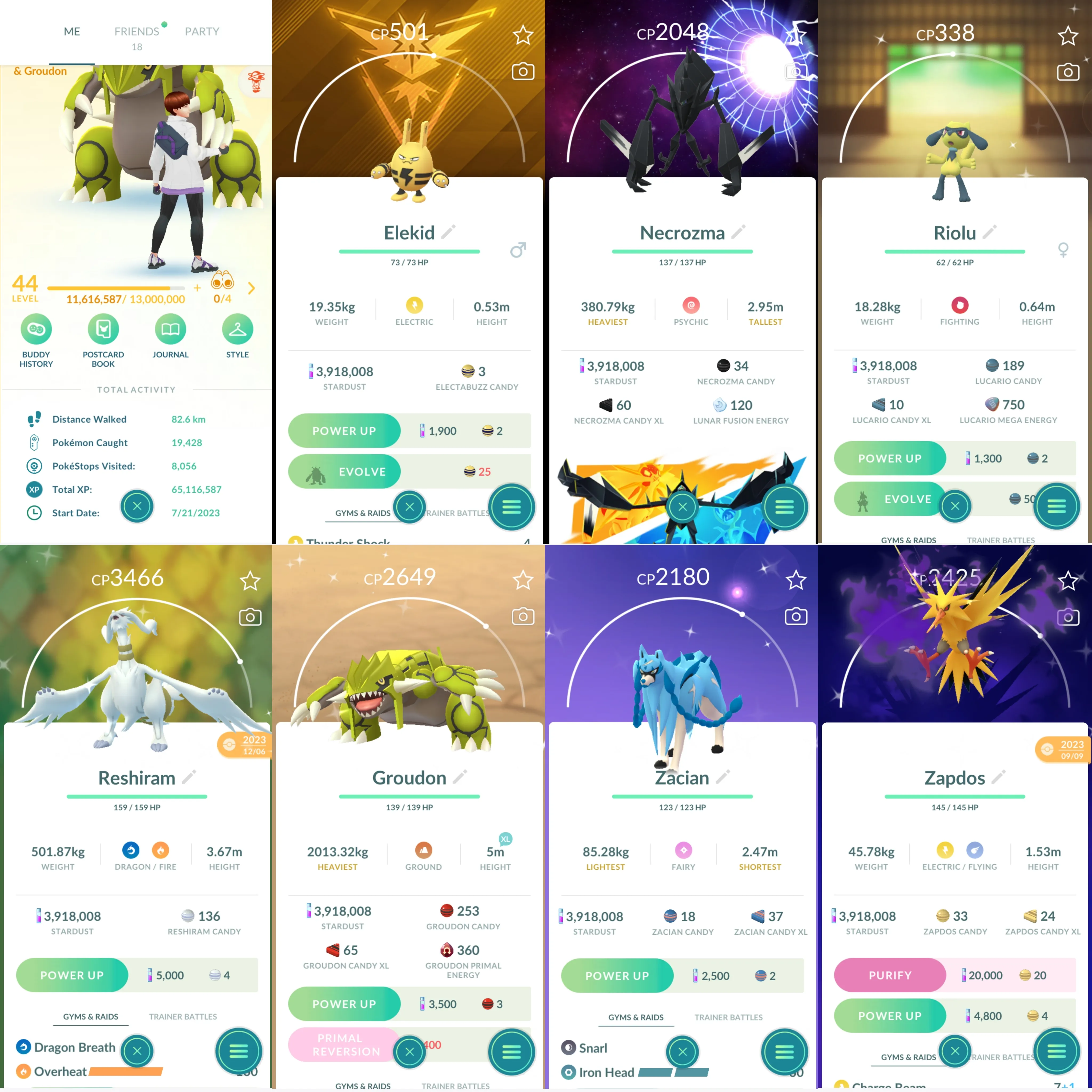 1395 LV44 Sp Bg Necrozma Shiny: riolu, mega Charizard, spinda, reshiram, groudon, zacian, shadow zapdos, therian landorus, ho-oh