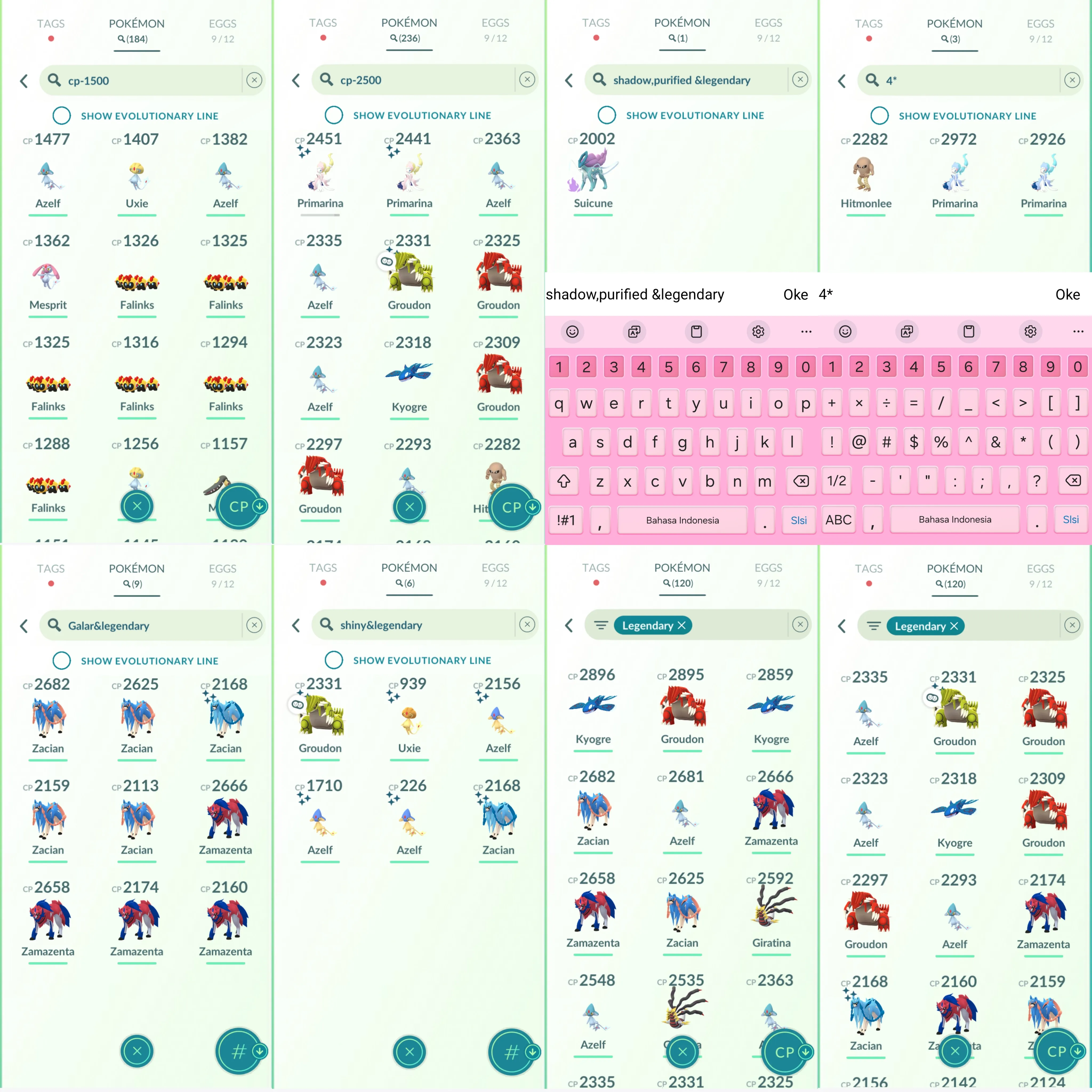 1399 LV40 Coin2306 Hitmonlee100 Primarina100 Shiny: groudon, uxie, azelf, zacian, primarina, shinx, Scyther, pidgey, oddish