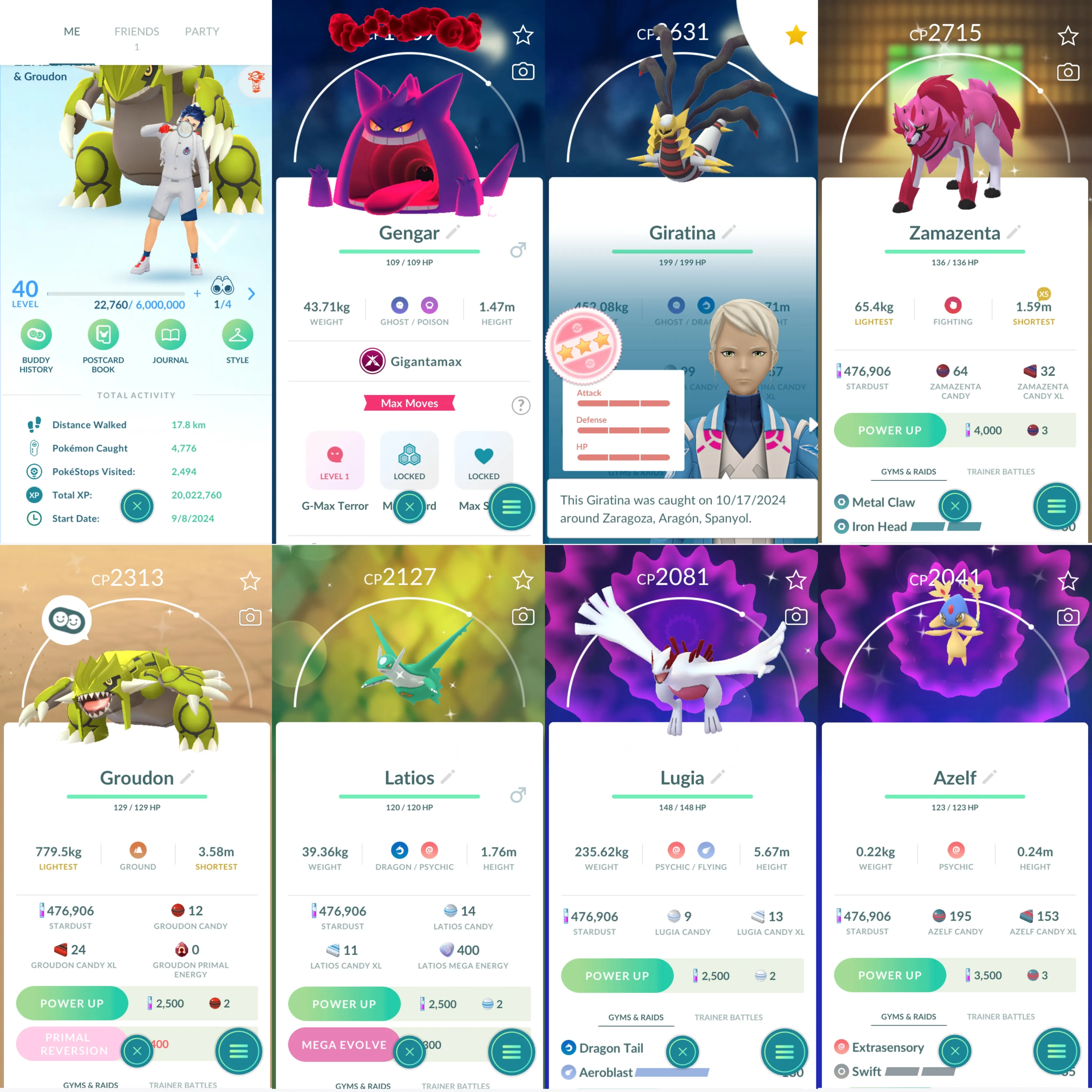 1403 LV40 Coin1331 GMax Gengar Giratina100 x2 Shiny: zamazenta, mega latios, groudon, lugia, azelf, uxie, zoroark, mega mawile