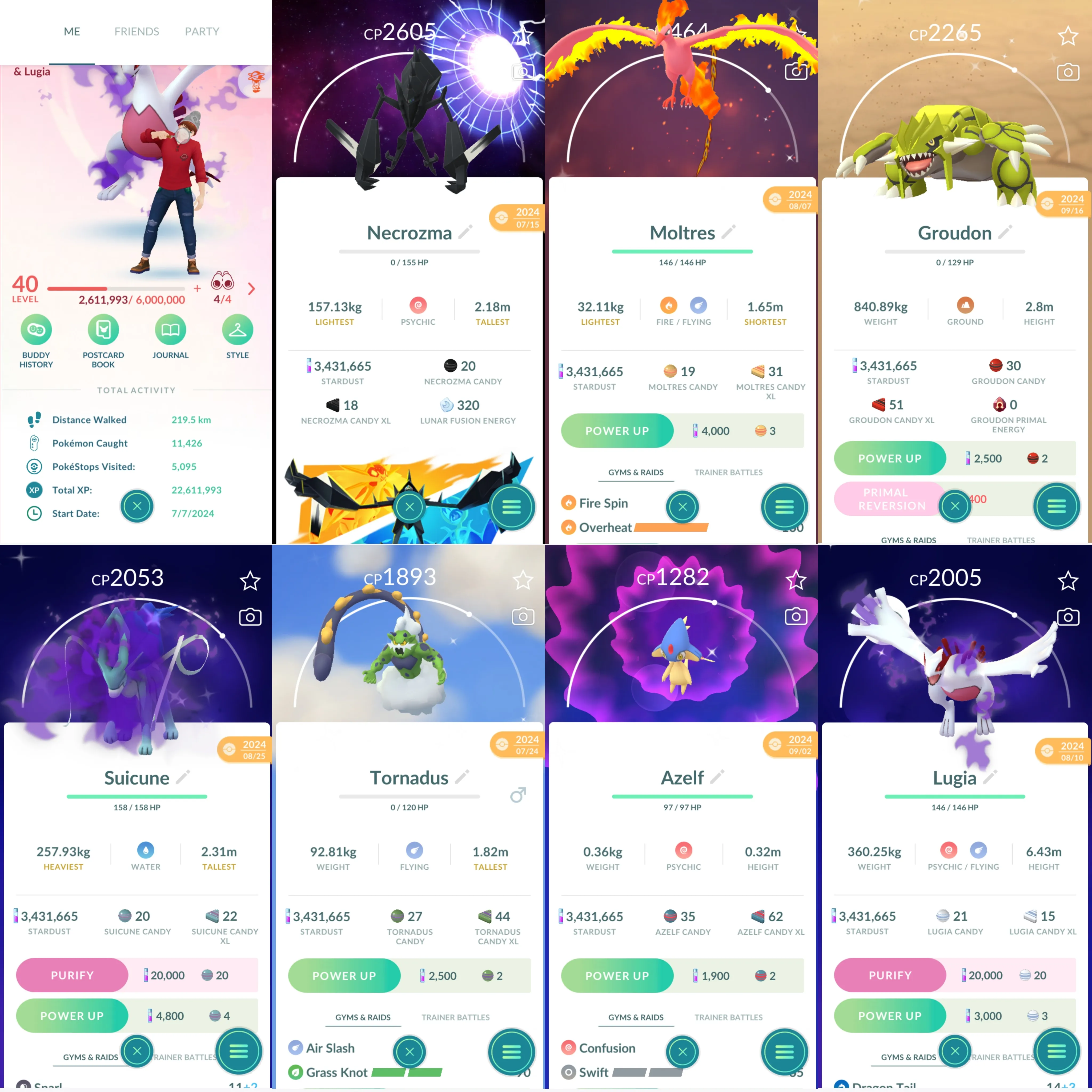 1428 LV40 RCandy134 Necrozma Bg Shiny: shadow Lugia, shadow suicune, eevee, moltres, groudon, tornadus, azelf, skarmory
