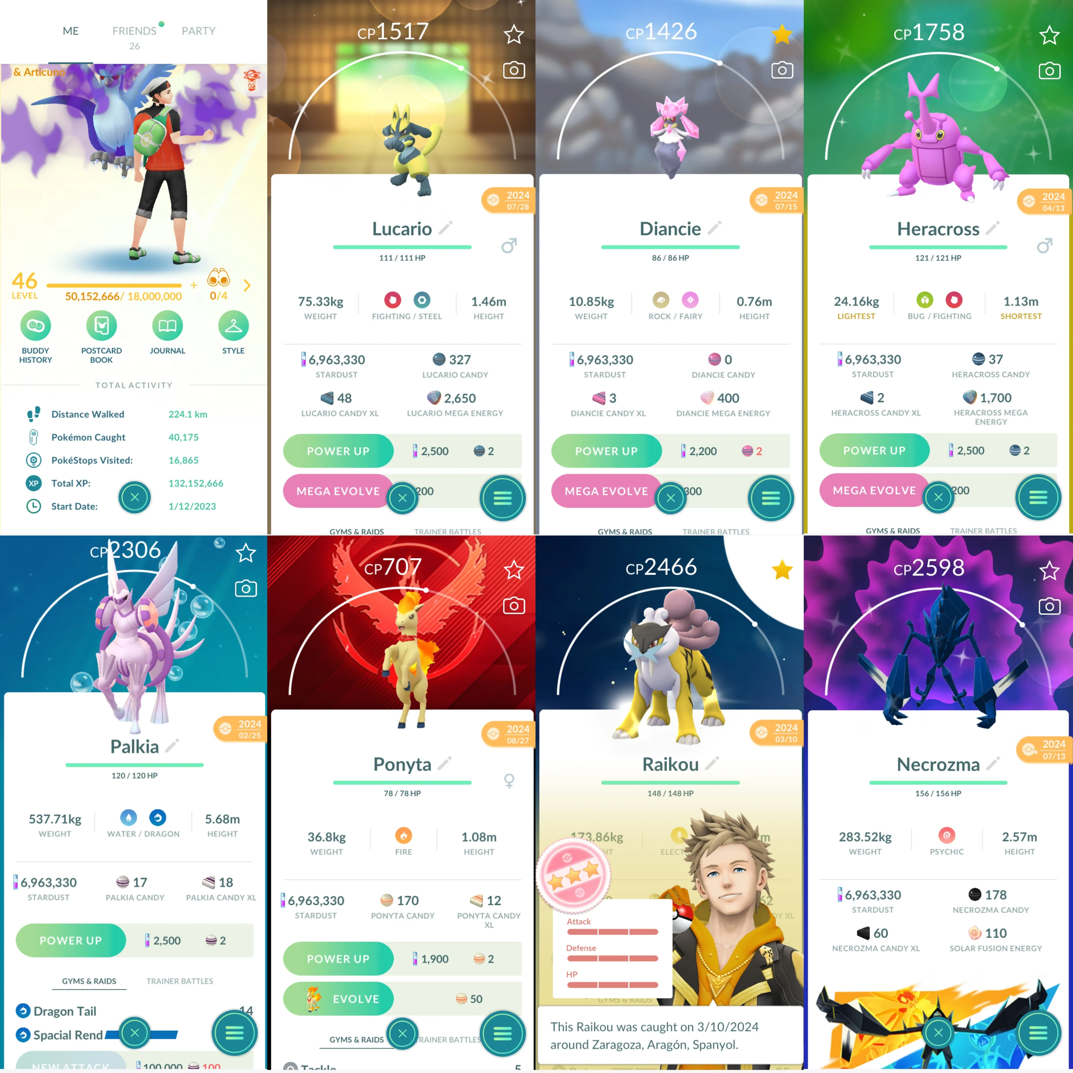 1433 LV46 MasterBall x2 Palkia Spacial Rend Cosmog x2 Mega Diancie Raikou100 Shiny: necrozma, mega Charizard, genesect