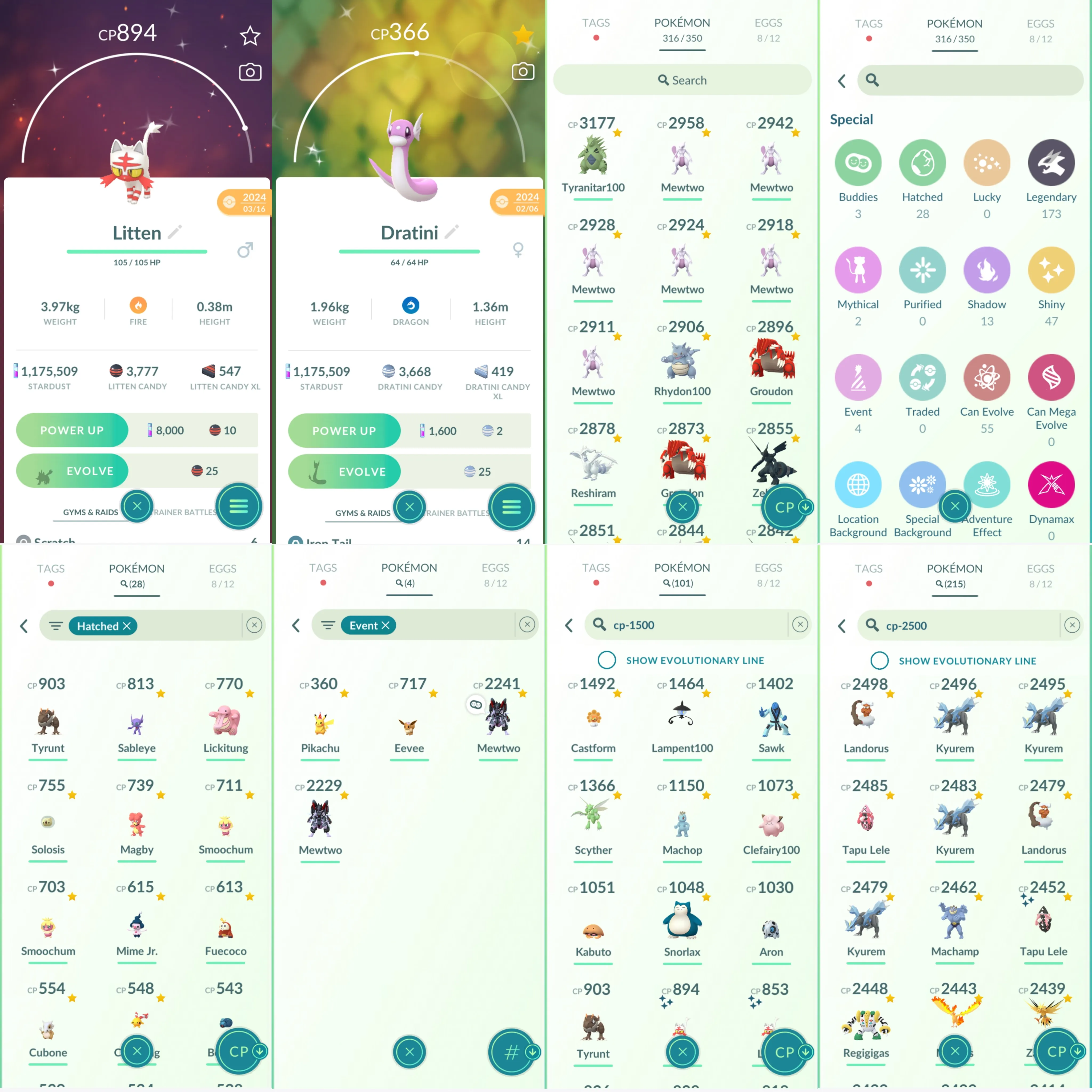 1451 LV40 Armored Mewtwo x2 tradeable Coin9499 RareCandy138 RaidPass15 Giratina100 Shiny: larvitar, dratini, Lugia, Kyogre