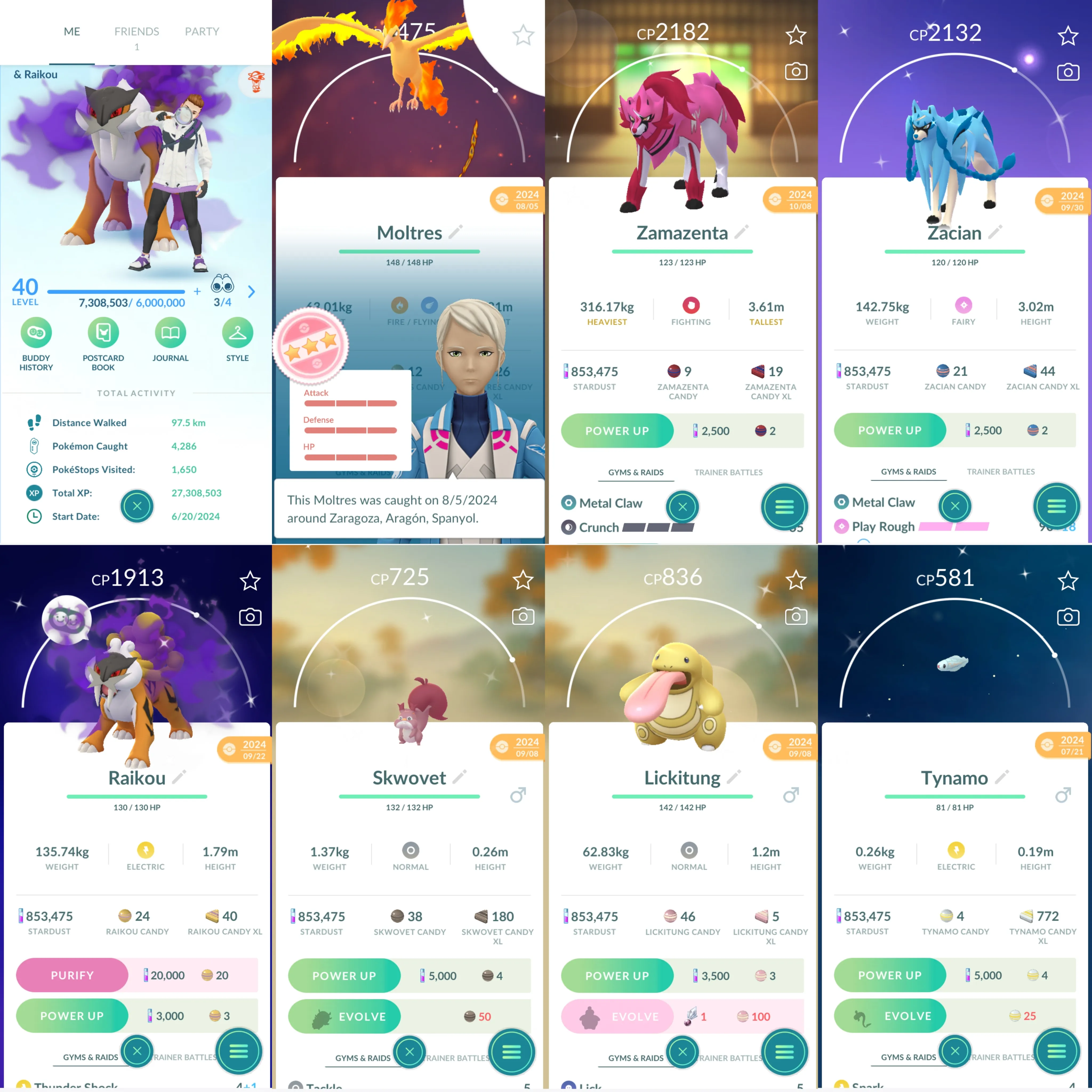1459 LV40 Moltres100 Rare Candy105 Shiny: zacian, zamazenta, shadow raikou, skwovet, lickitung, wooloo