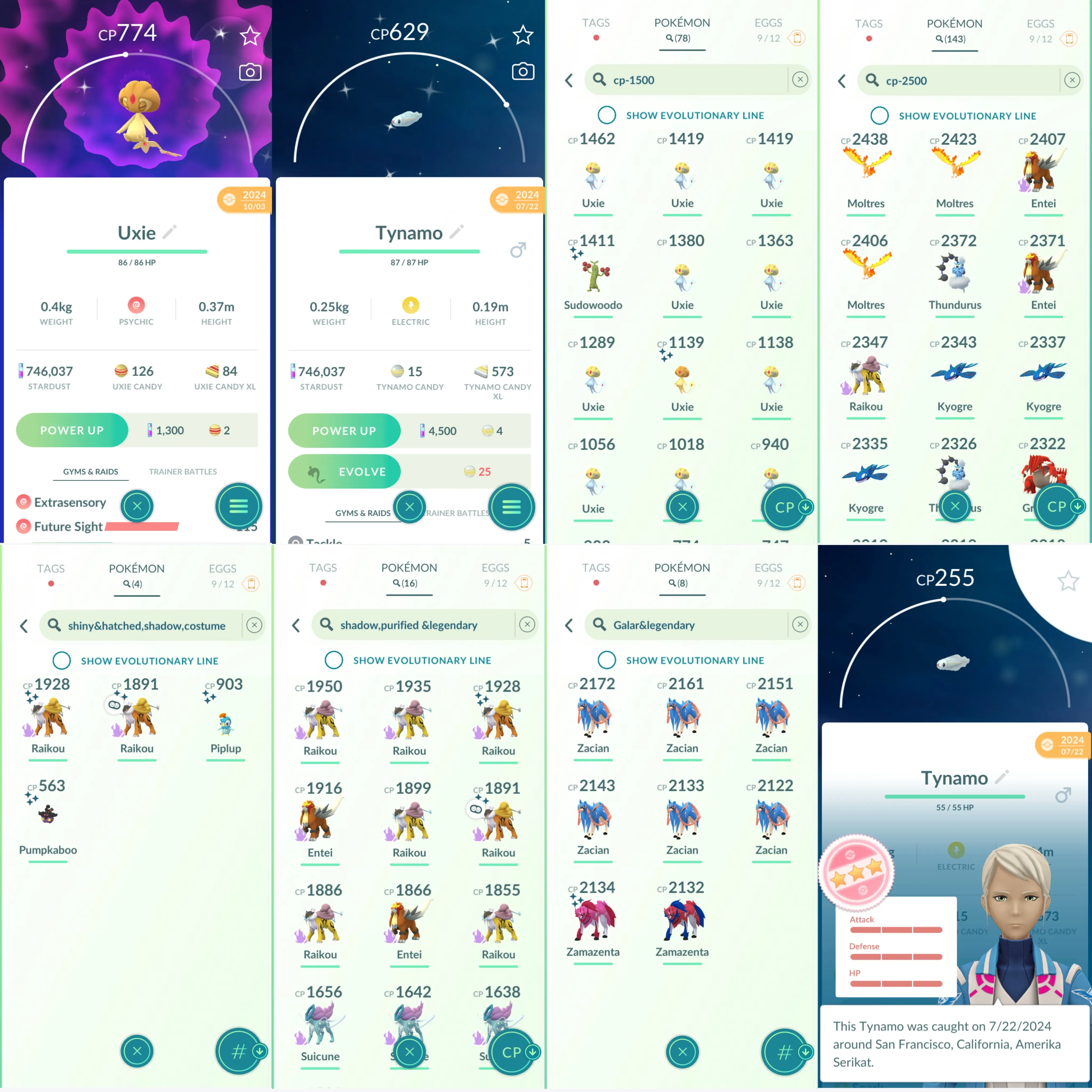 1460 LV40 Shiny: shadow raikou, yveltal, uxie, zamazenta, pumpkin Piplup, haloween pumpkaboo, sudowoodoo, sentret, uxie, shuppet