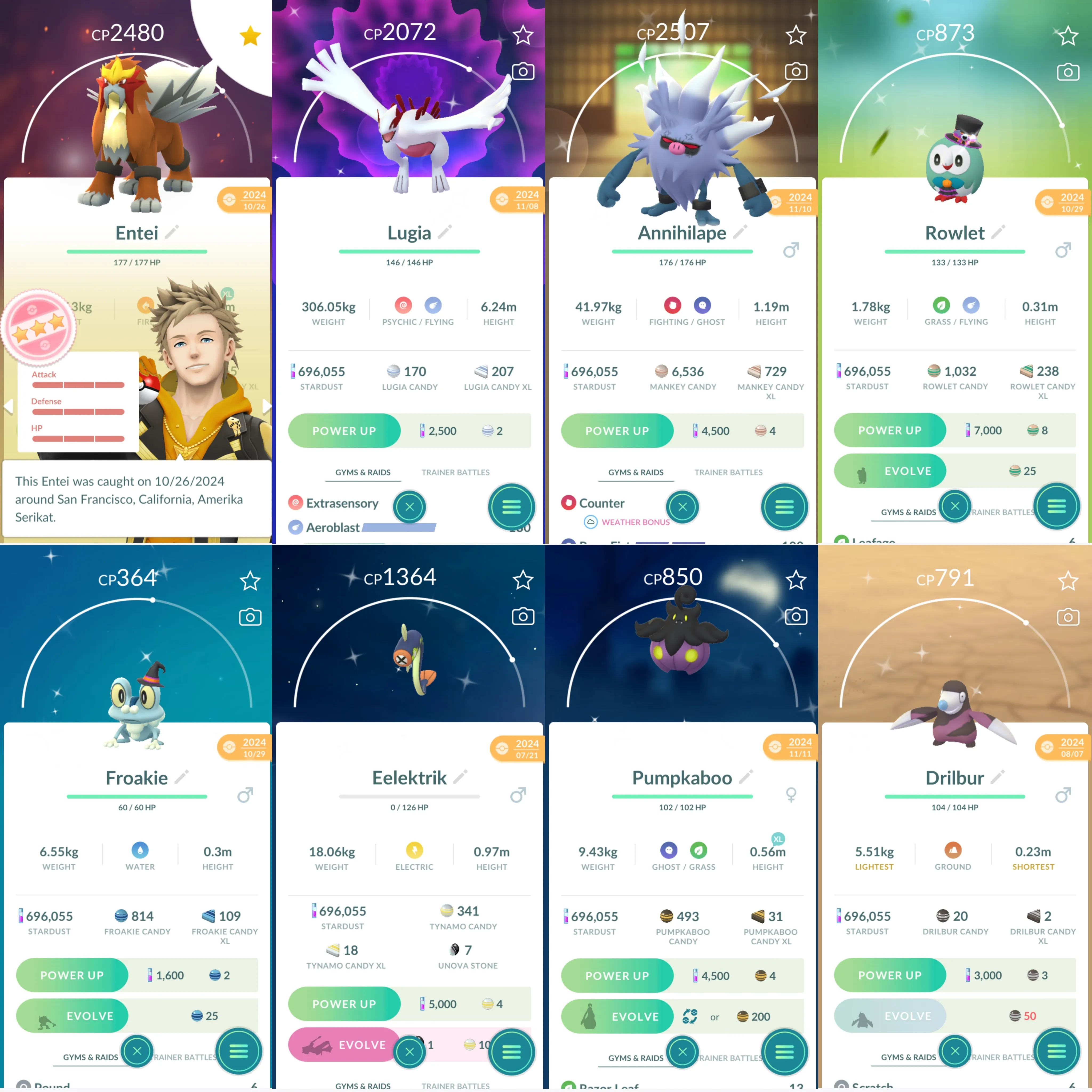 1462 LV40 Lugia100 Entei100 Shiny: metagross, beldum, gastly, pikachu Witch hat, Moltres, articuno, landorus, lugia, annihilape
